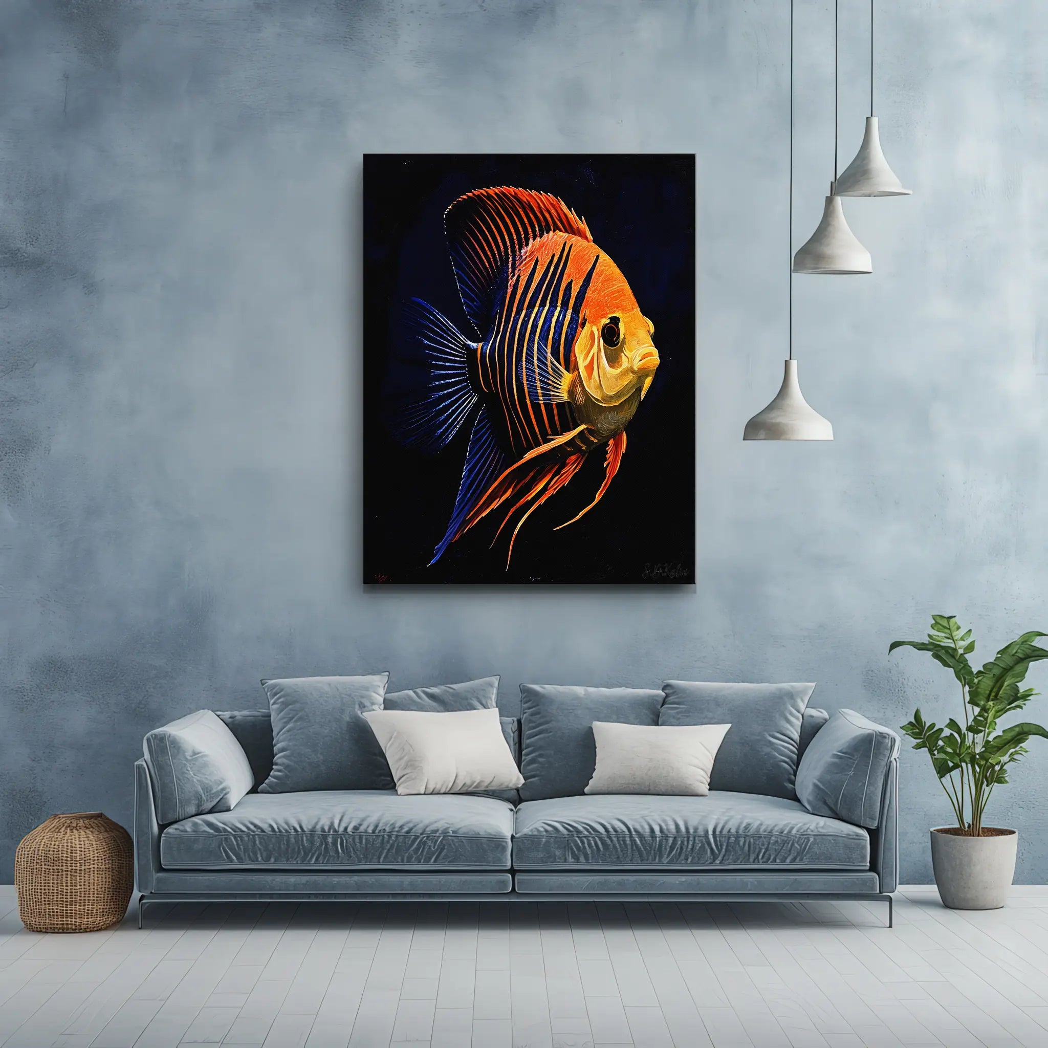Striped Tropical Fish Giclée Print 451025 Visual Wall Art AR3:4V-AR4:5V Giclée Print