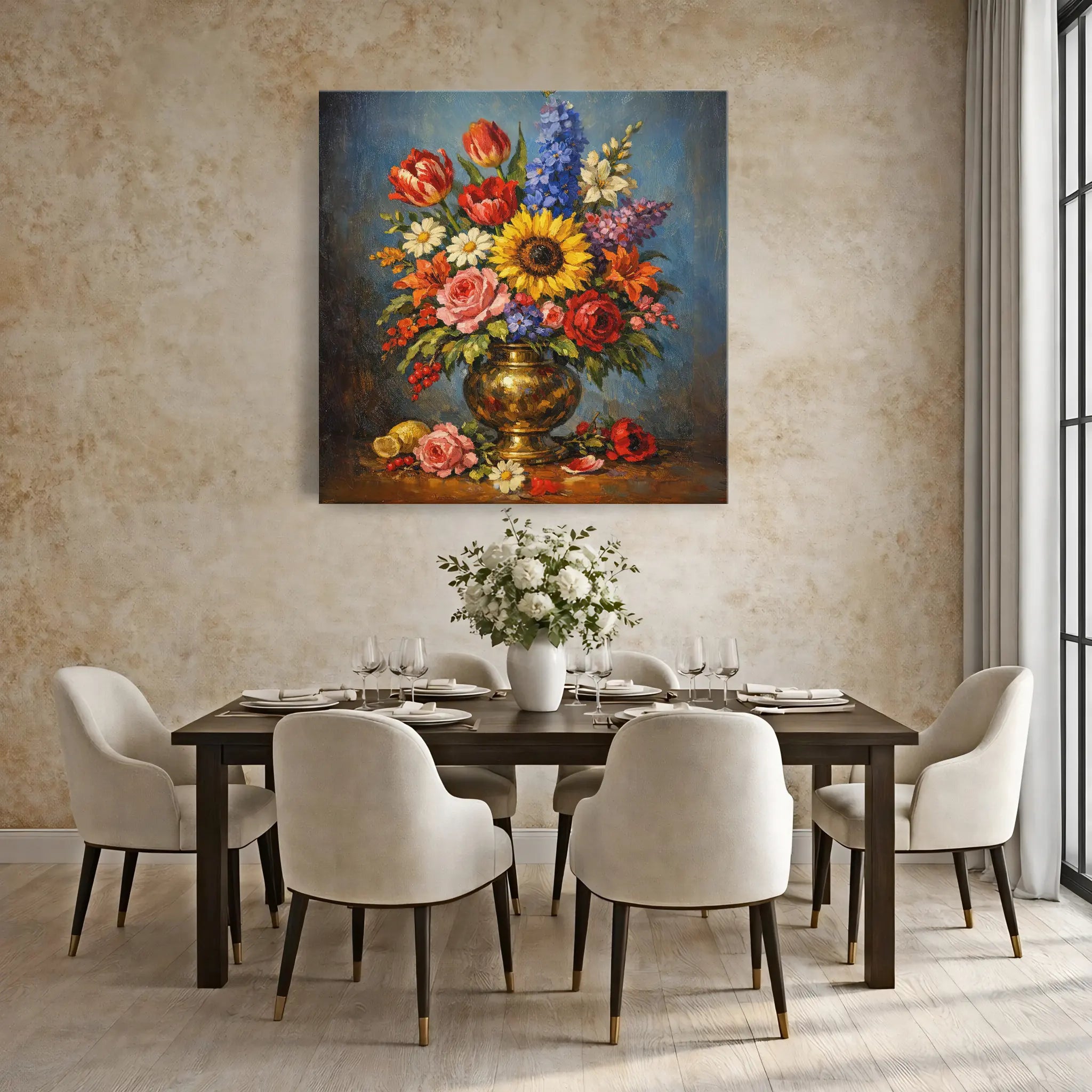 Sunflower and Roses in vase Still Life Giclée Print 111008 Visual Wall Art AR1:1S Giclée Print
