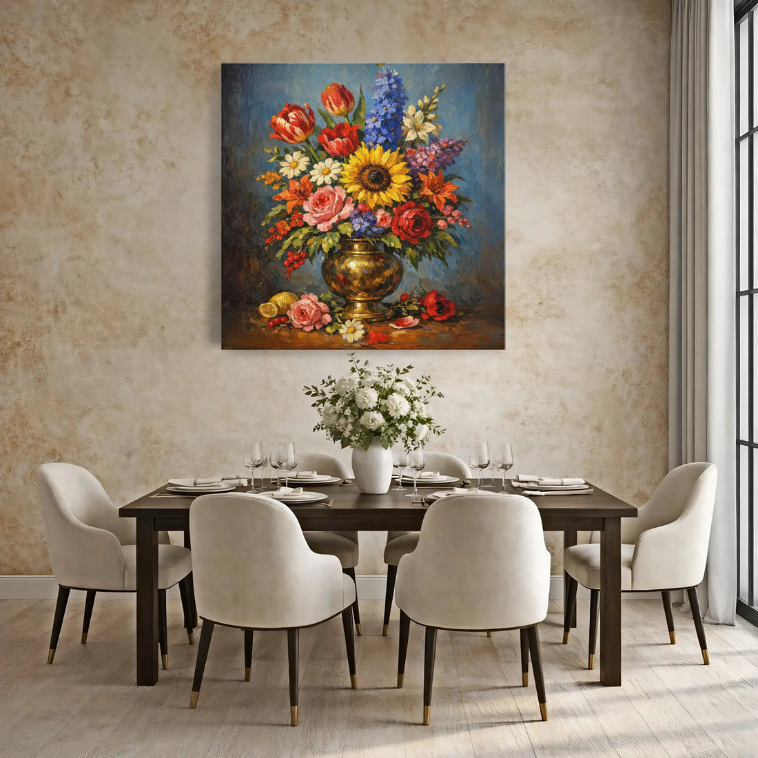 Sunflower and Roses in vase Still Life Giclée Print 111008 Visual Wall Art AR1:1S Giclée Print