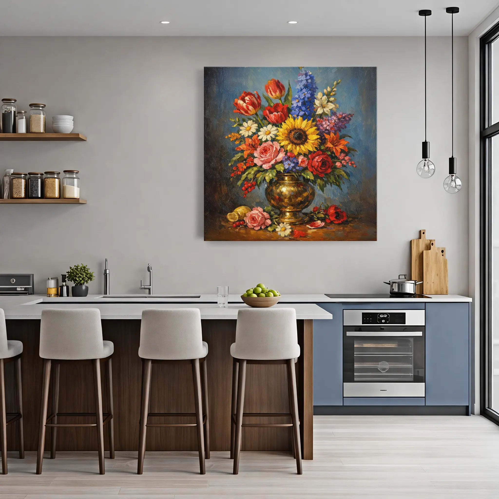 Sunflower and Roses in vase Still Life Giclée Print 111008 Visual Wall Art AR1:1S Giclée Print