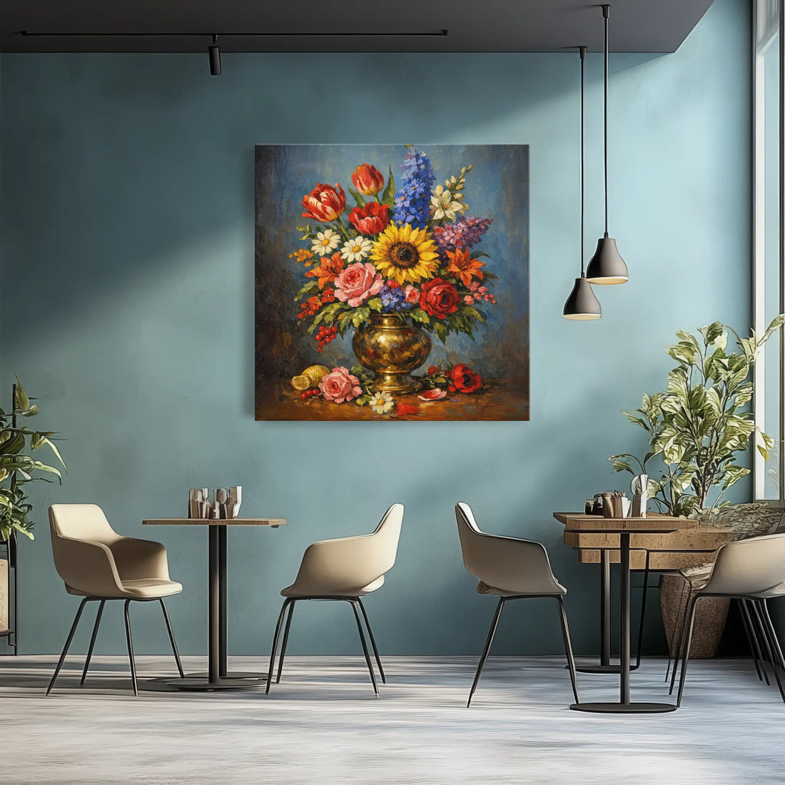 Sunflower and Roses in vase Still Life Giclée Print 111008 Visual Wall Art AR1:1S Giclée Print