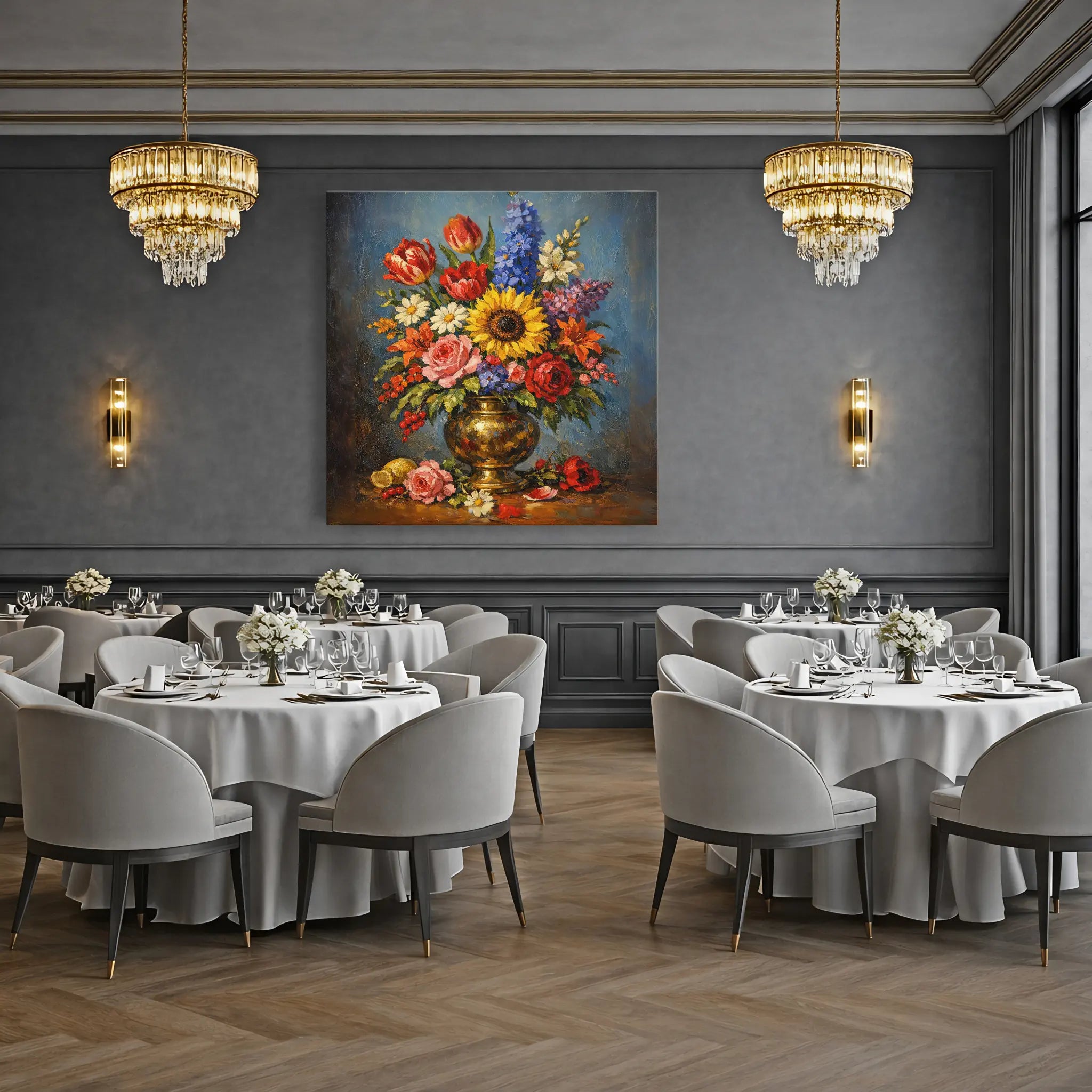 Sunflower and Roses in vase Still Life Giclée Print 111008 Visual Wall Art AR1:1S Giclée Print