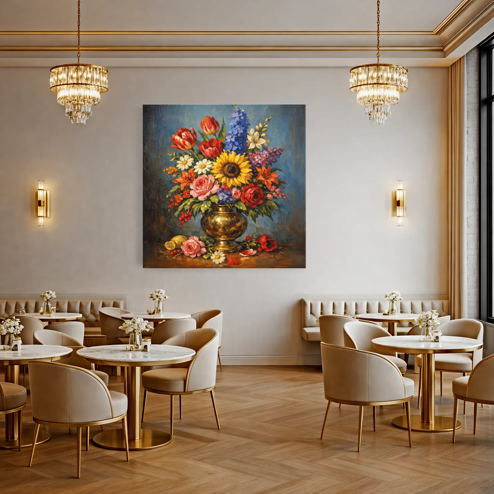 Sunflower and Roses in vase Still Life Giclée Print 111008 Visual Wall Art AR1:1S Giclée Print