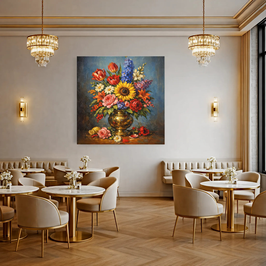 Sunflower and Roses in vase Still Life Giclée Print 111008 Visual Wall Art AR1:1S Giclée Print