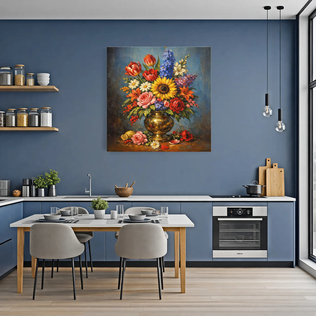 Sunflower and Roses in vase Still Life Giclée Print 111008 Visual Wall Art AR1:1S Giclée Print