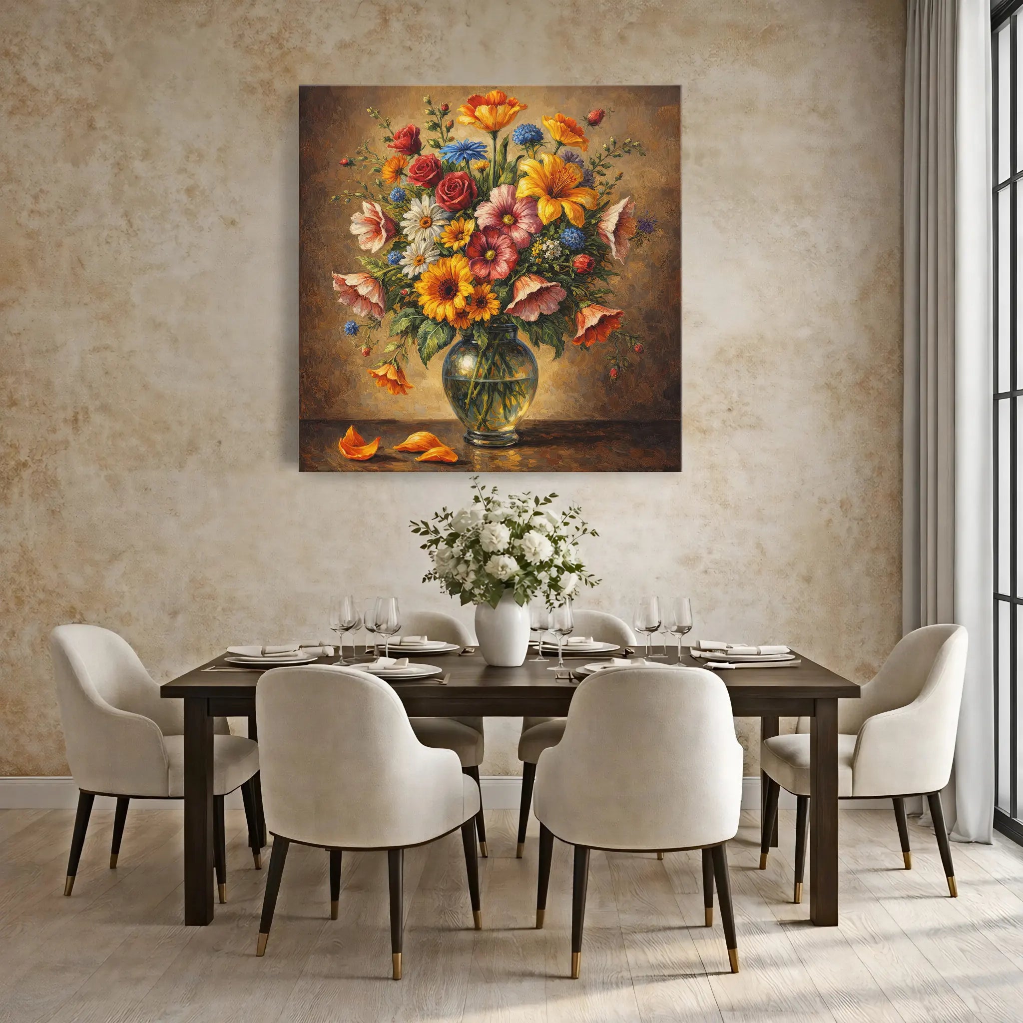 Sunlit Garden Bouquet Fallen Petals Still Life Giclée Print 111009 Visual Wall Art AR1:1S Giclée Print