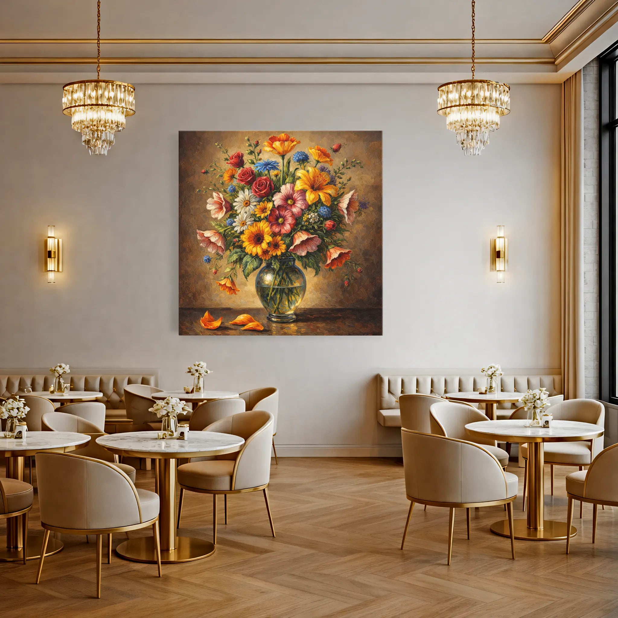 Sunlit Garden Bouquet Fallen Petals Still Life Giclée Print 111009 Visual Wall Art AR1:1S Giclée Print