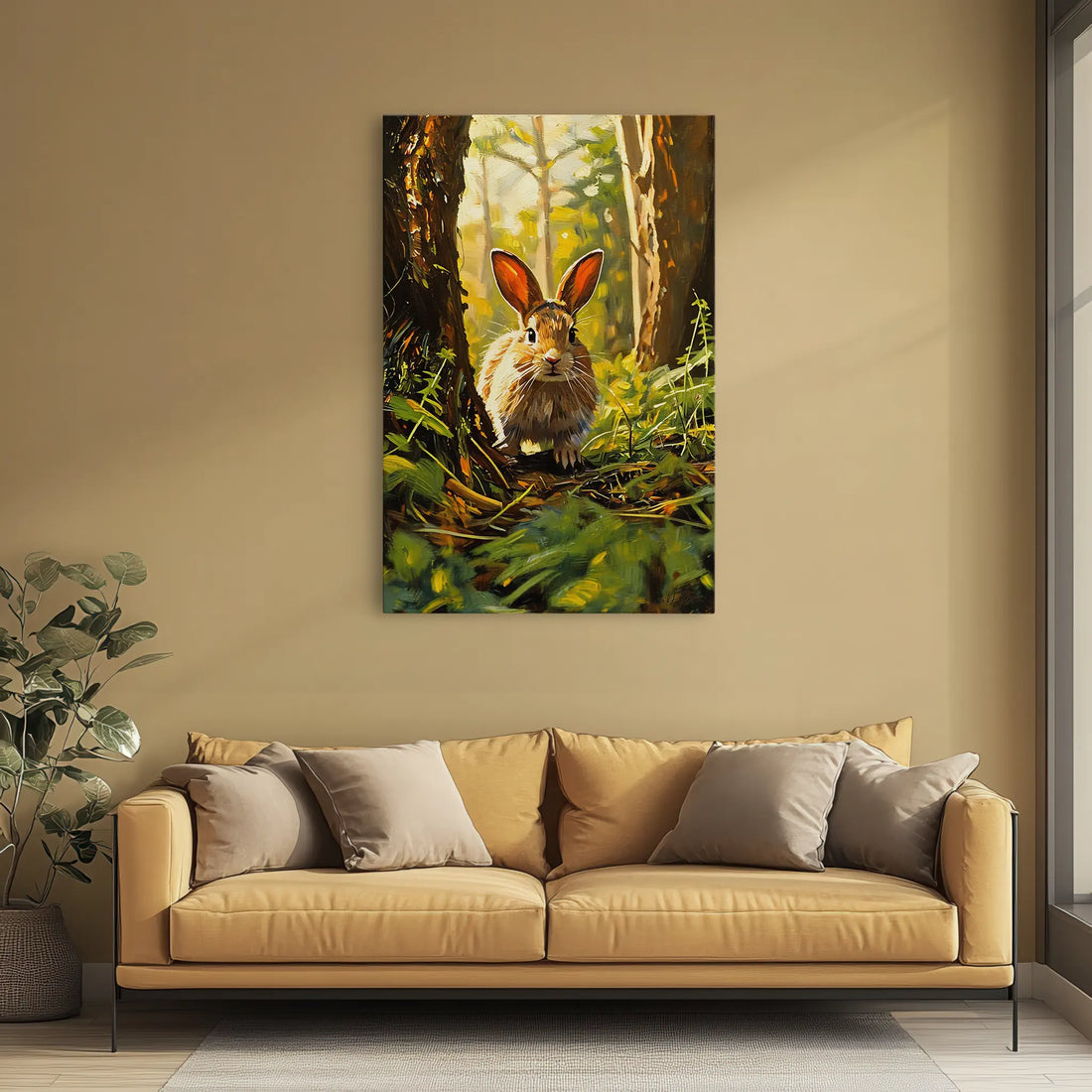 Sunlit Pause Rabbit in the Woodland Giclée Print 231098 Visual Wall Art AR2:3V Giclée Print
