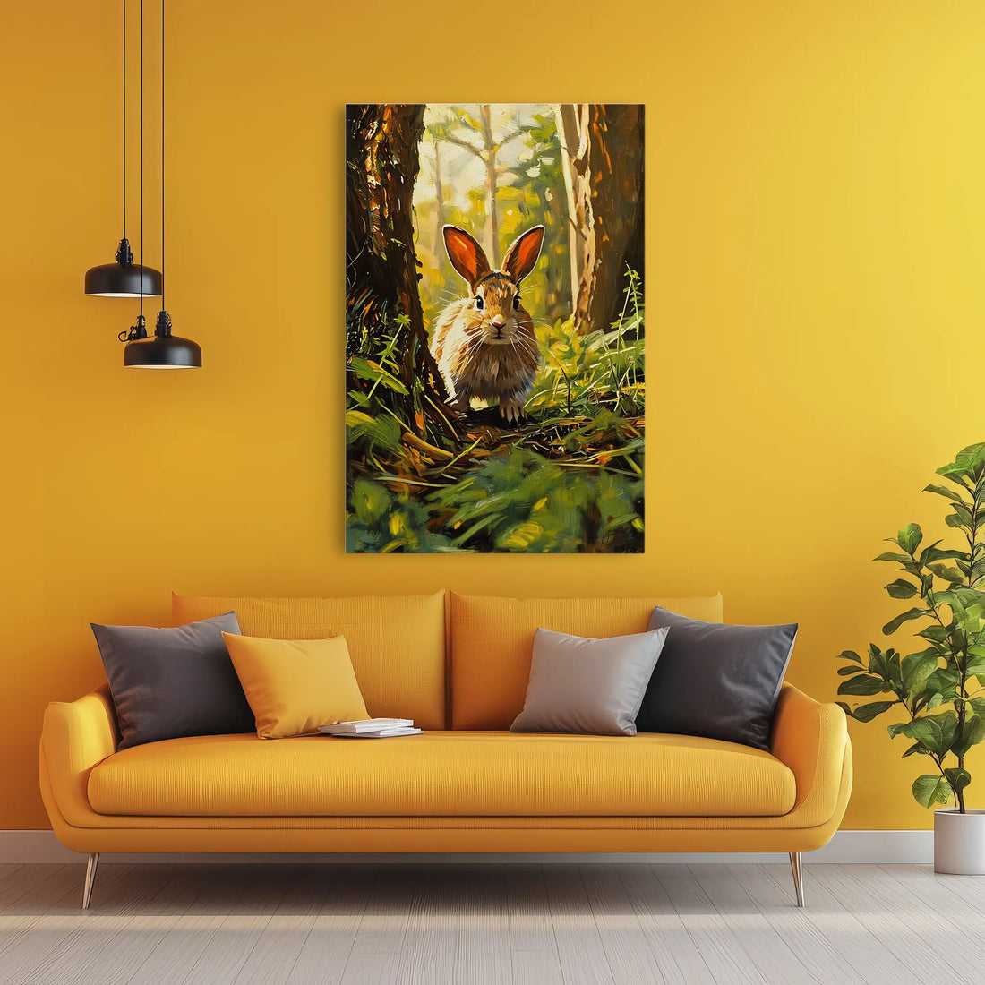 Sunlit Pause Rabbit in the Woodland Giclée Print 231098 Visual Wall Art AR2:3V Giclée Print