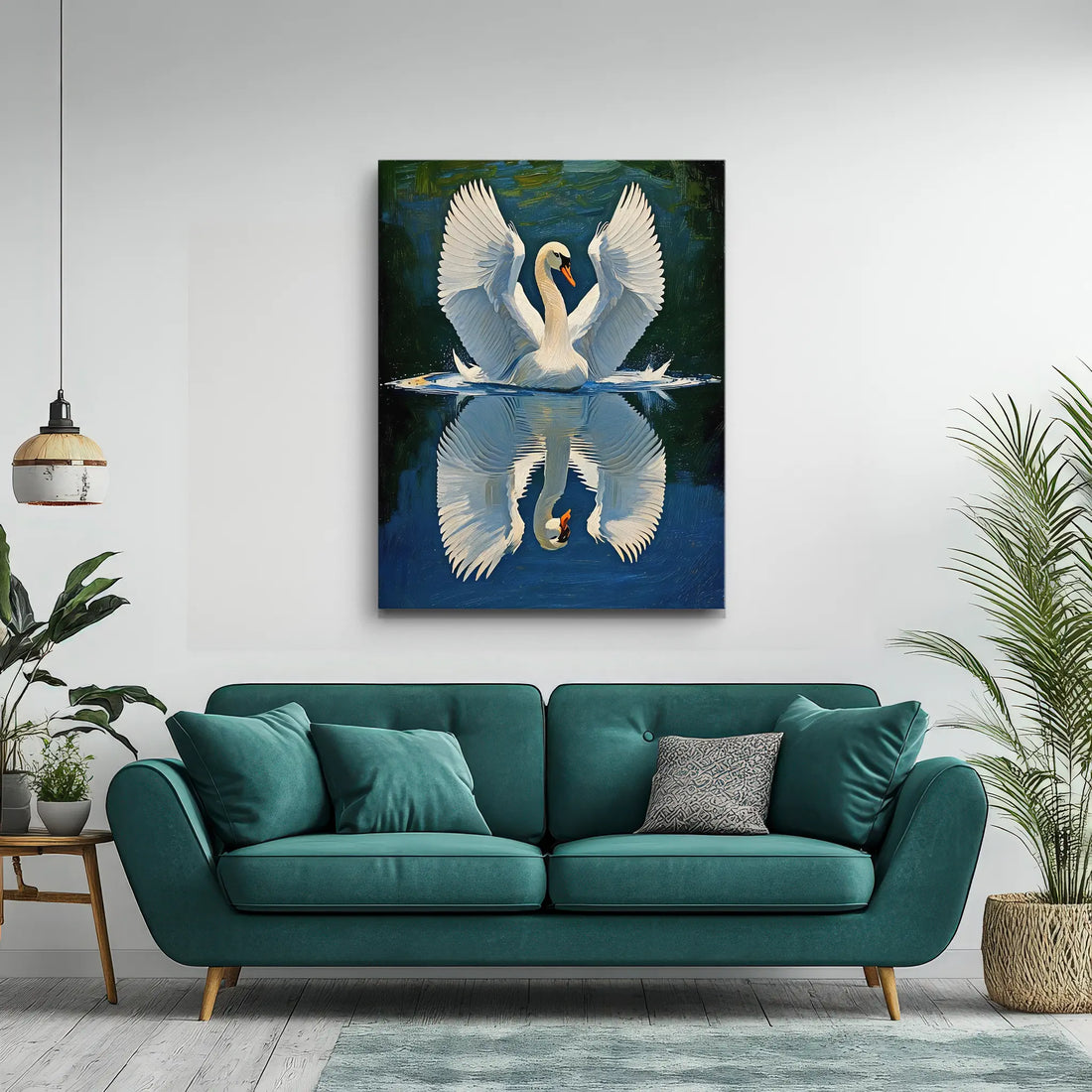Swan Spreading Wings On Water Giclée Print 454022 Visual Wall Art AR3:4V-AR4:5V Giclée Print