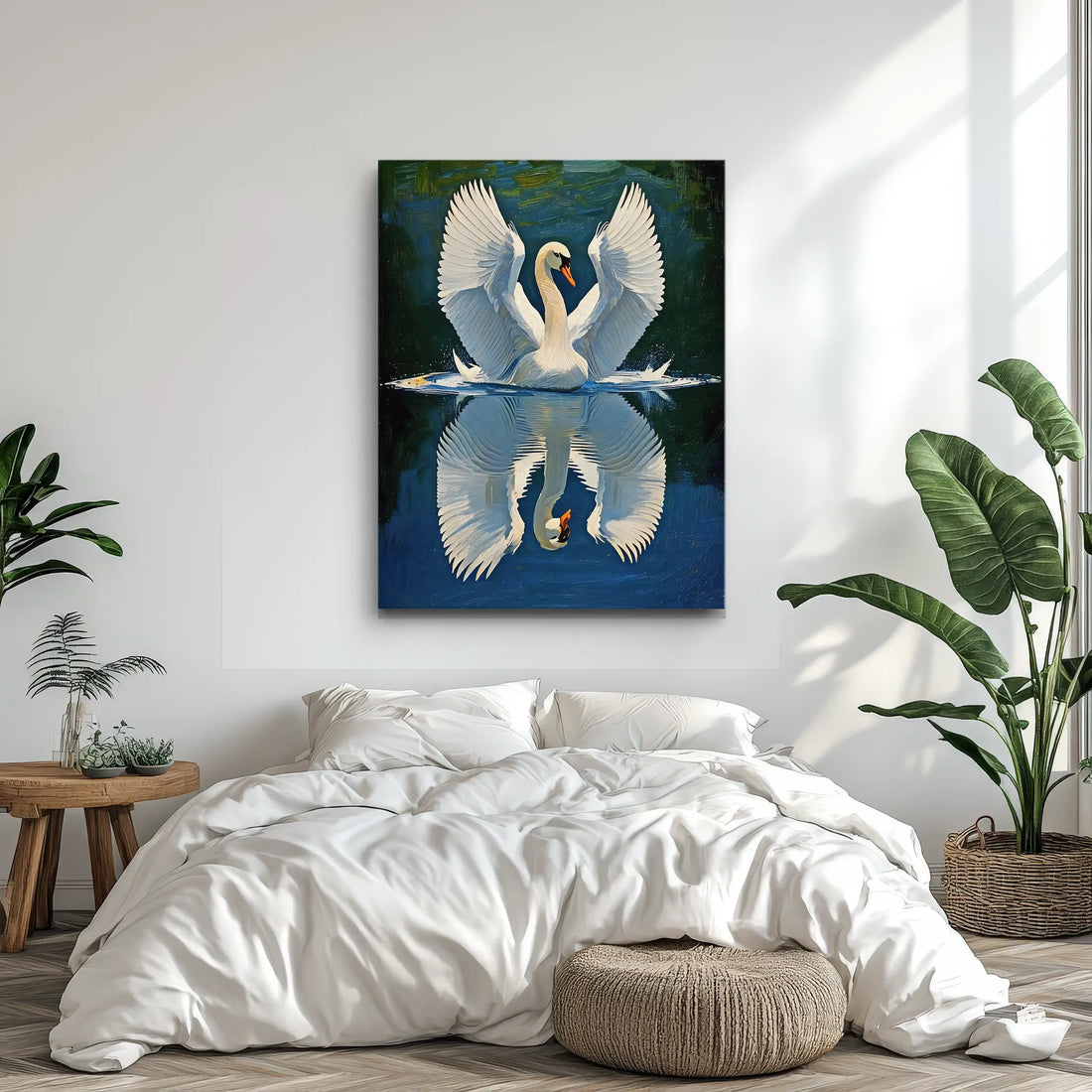 Swan Spreading Wings On Water Giclée Print 454022 Visual Wall Art AR3:4V-AR4:5V Giclée Print