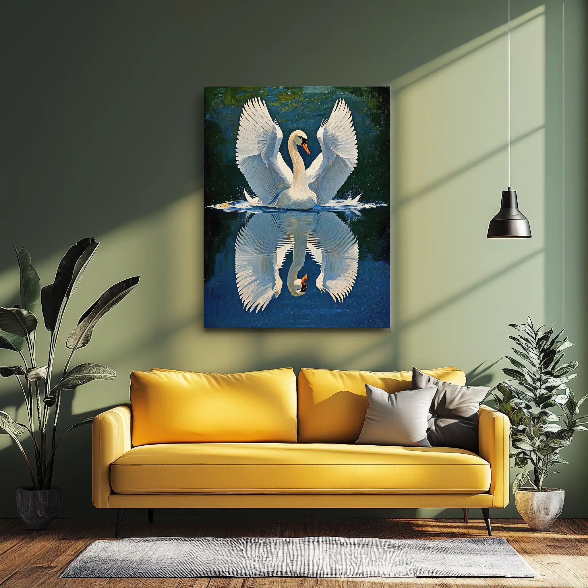 Swan Spreading Wings On Water Giclée Print 454022 Visual Wall Art AR3:4V-AR4:5V Giclée Print