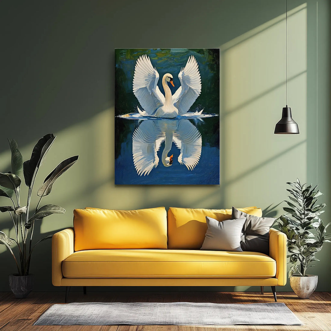 Swan Spreading Wings On Water Giclée Print 454022 Visual Wall Art AR3:4V-AR4:5V Giclée Print