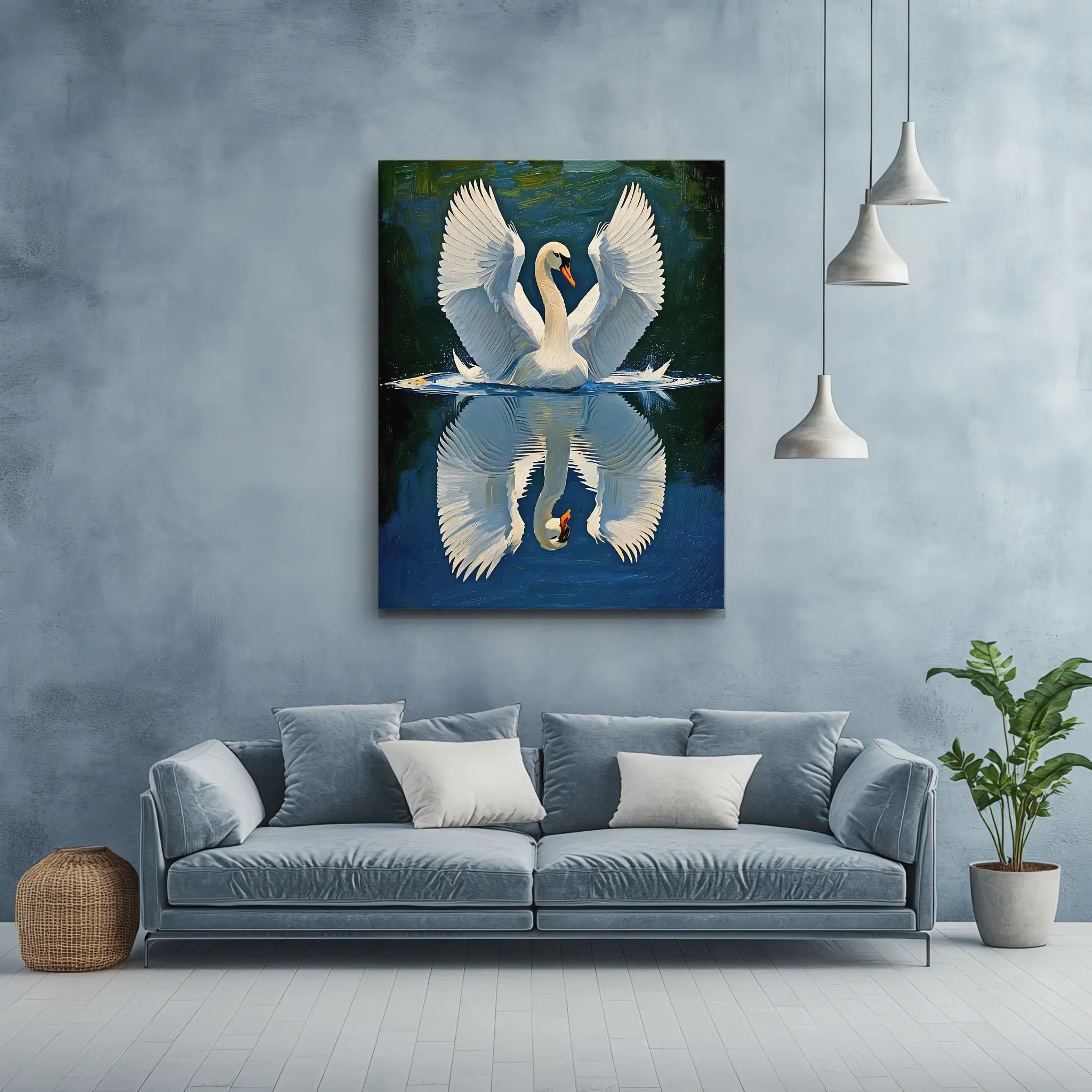 Swan Spreading Wings On Water Giclée Print 454022 Visual Wall Art AR3:4V-AR4:5V Giclée Print