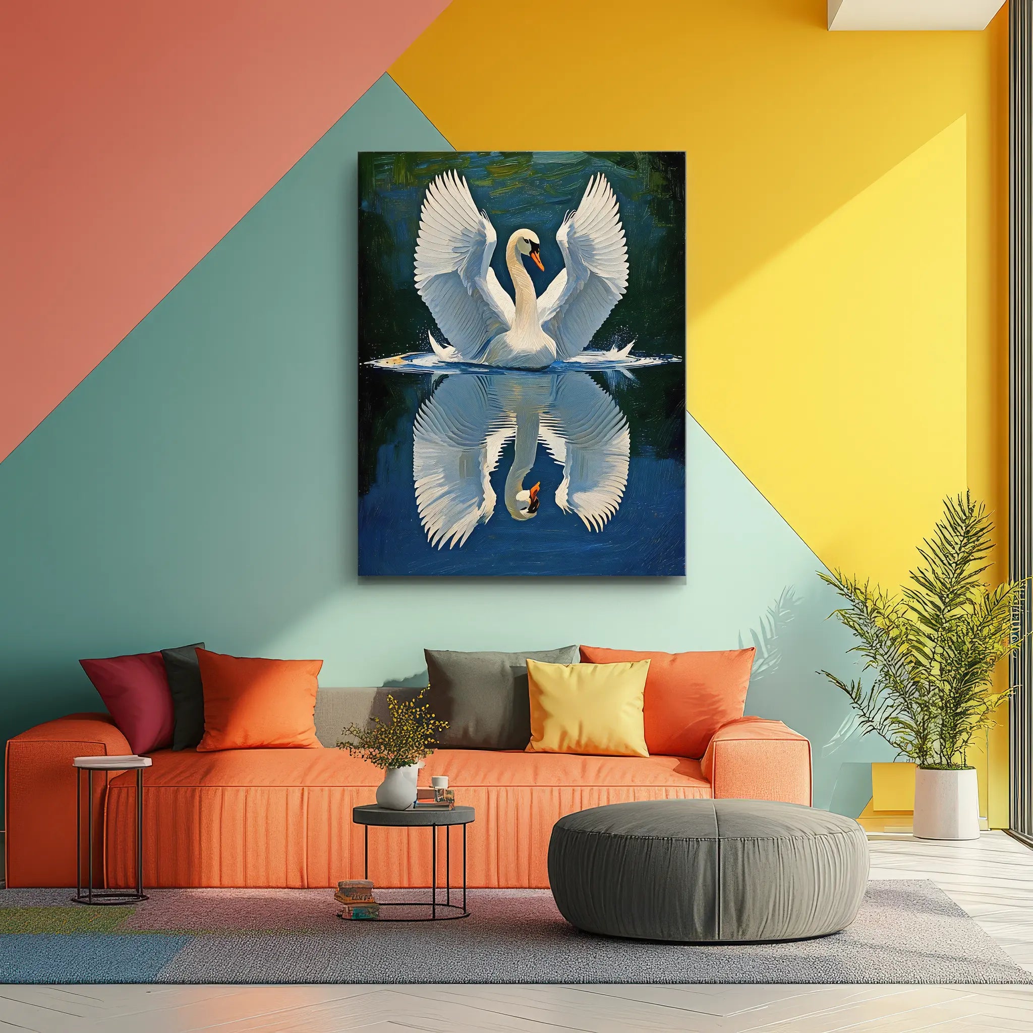 Swan Spreading Wings On Water Giclée Print 454022 Visual Wall Art AR3:4V-AR4:5V Giclée Print