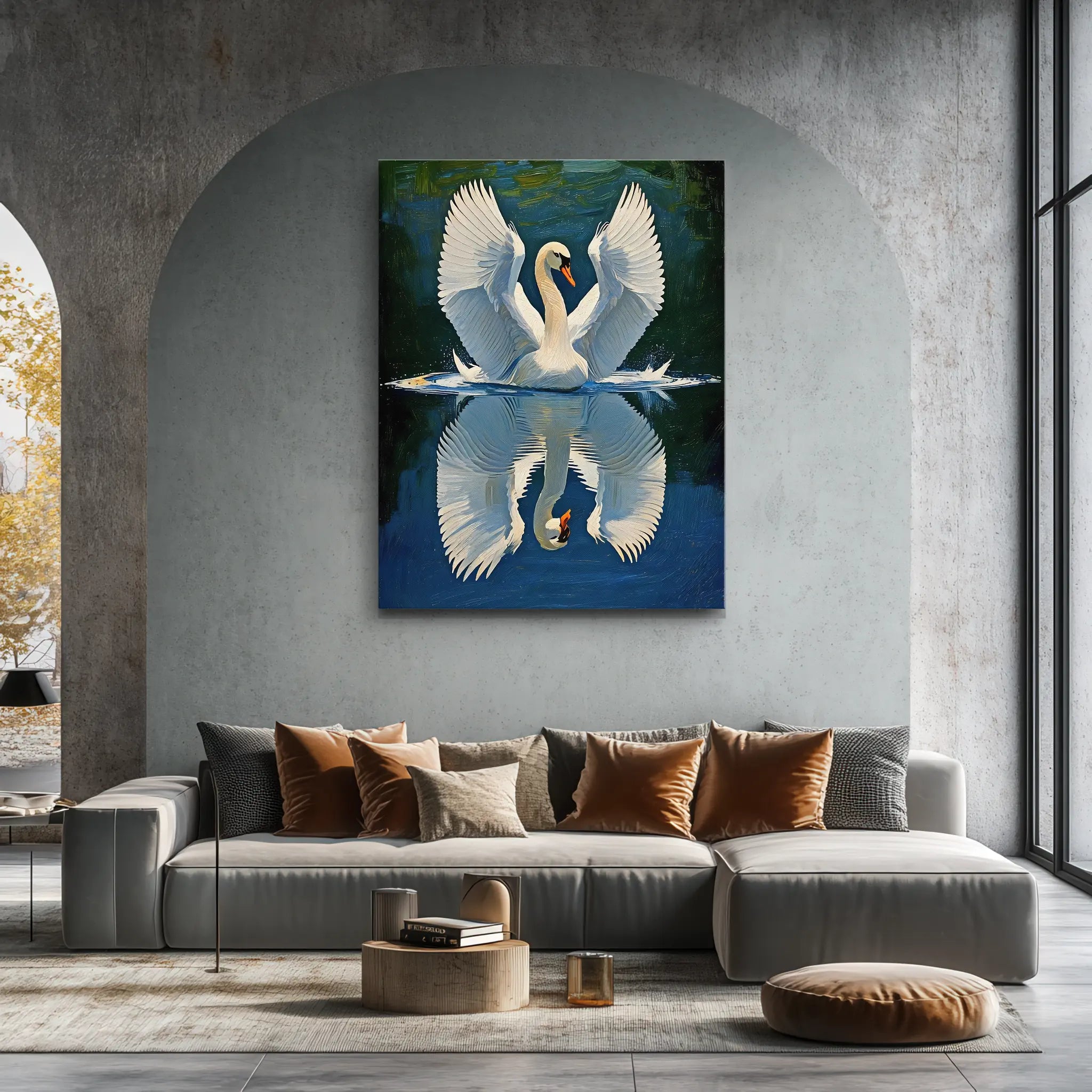Swan Spreading Wings On Water Giclée Print 454022 Visual Wall Art AR3:4V-AR4:5V Giclée Print