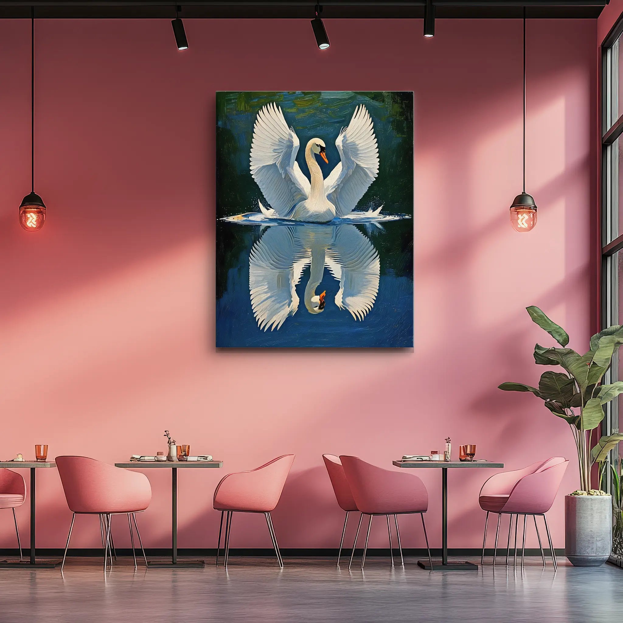 Swan Spreading Wings On Water Giclée Print 454022 Visual Wall Art AR3:4V-AR4:5V Giclée Print
