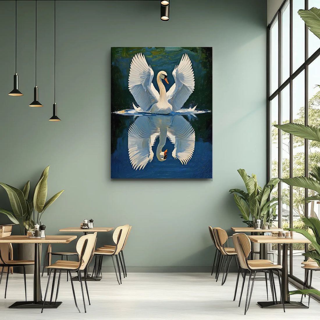 Swan Spreading Wings On Water Giclée Print 454022 Visual Wall Art AR3:4V-AR4:5V Giclée Print