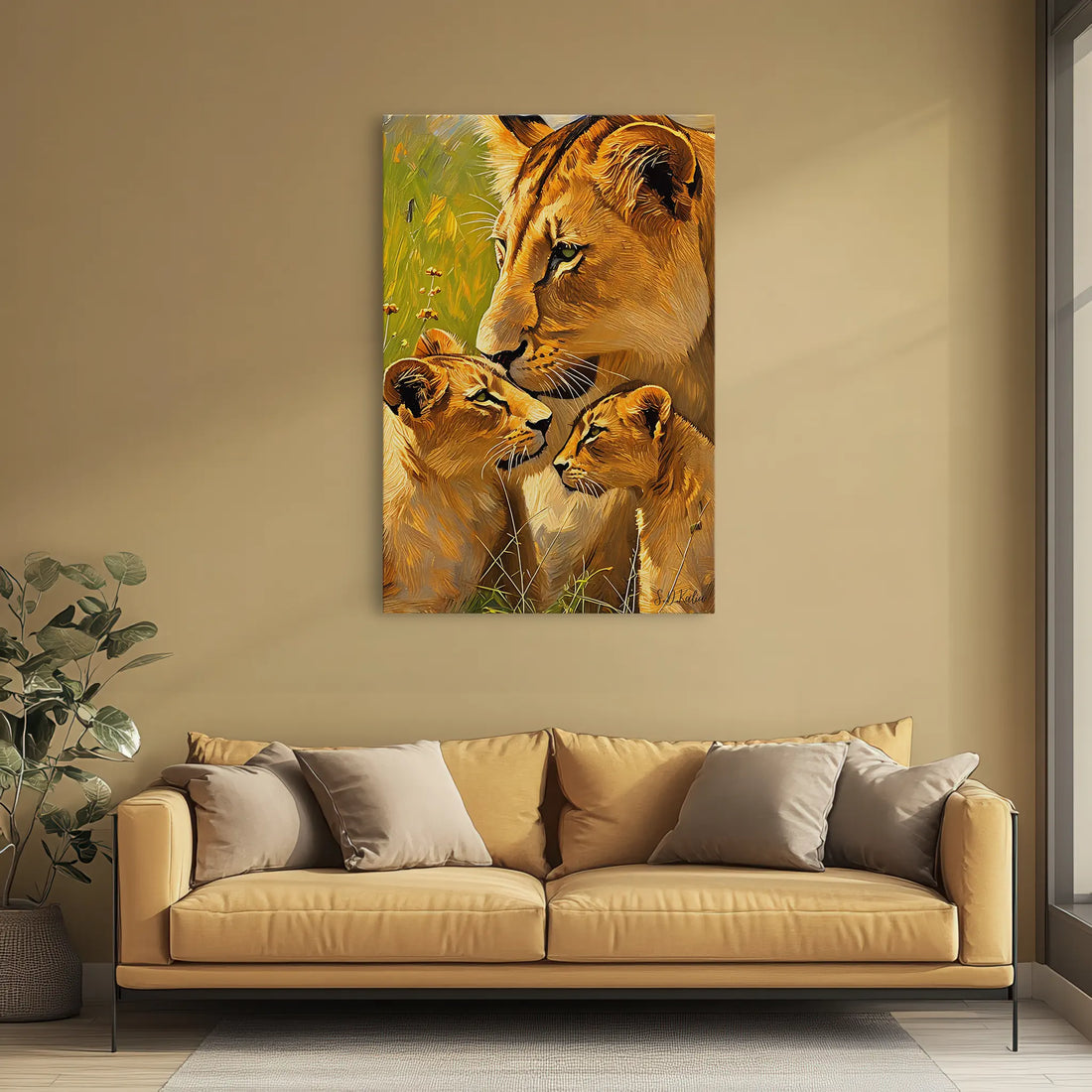 Tender Nuzzle Lioness and Cubs Giclée Print 231076 Visual Wall Art AR2:3V Giclée Print