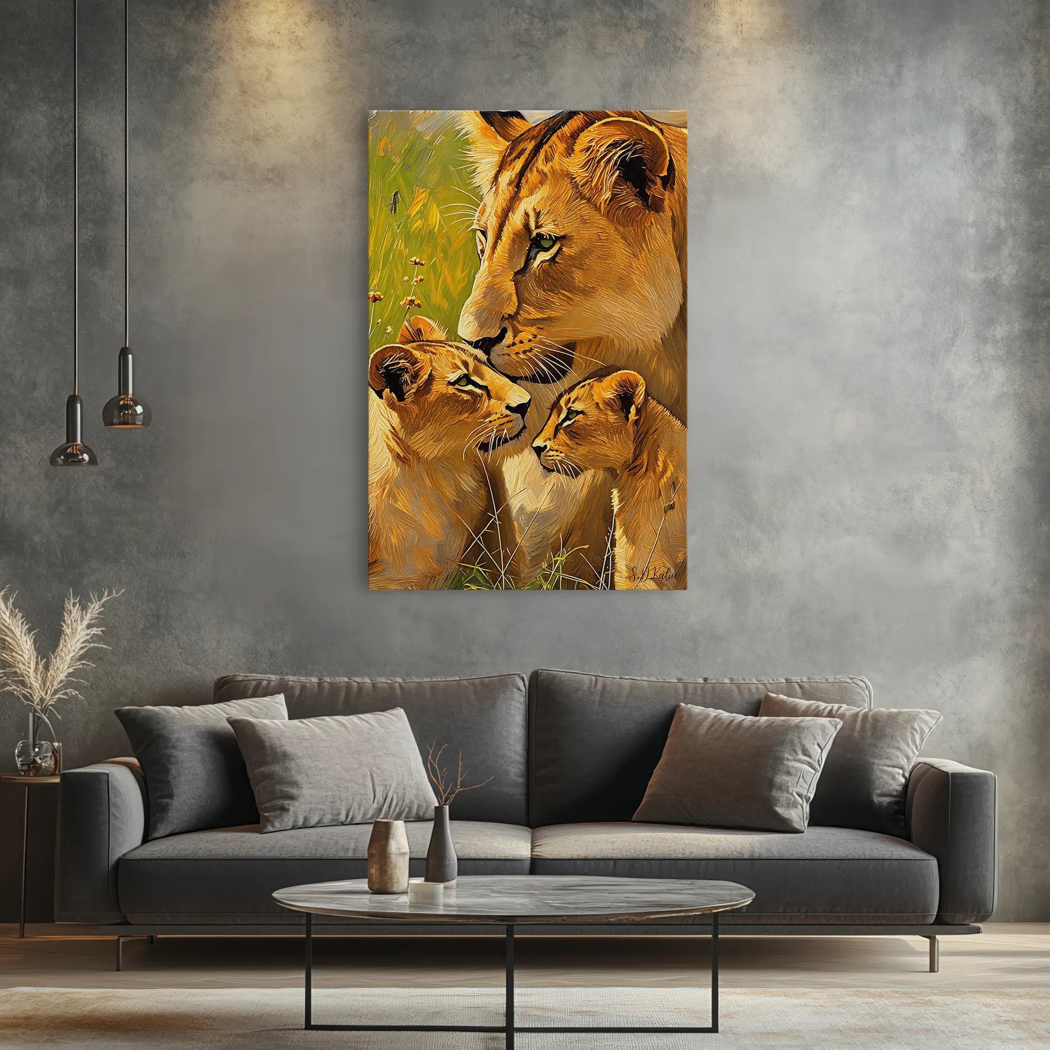 Tender Nuzzle Lioness and Cubs Giclée Print 231076 Visual Wall Art AR2:3V Giclée Print