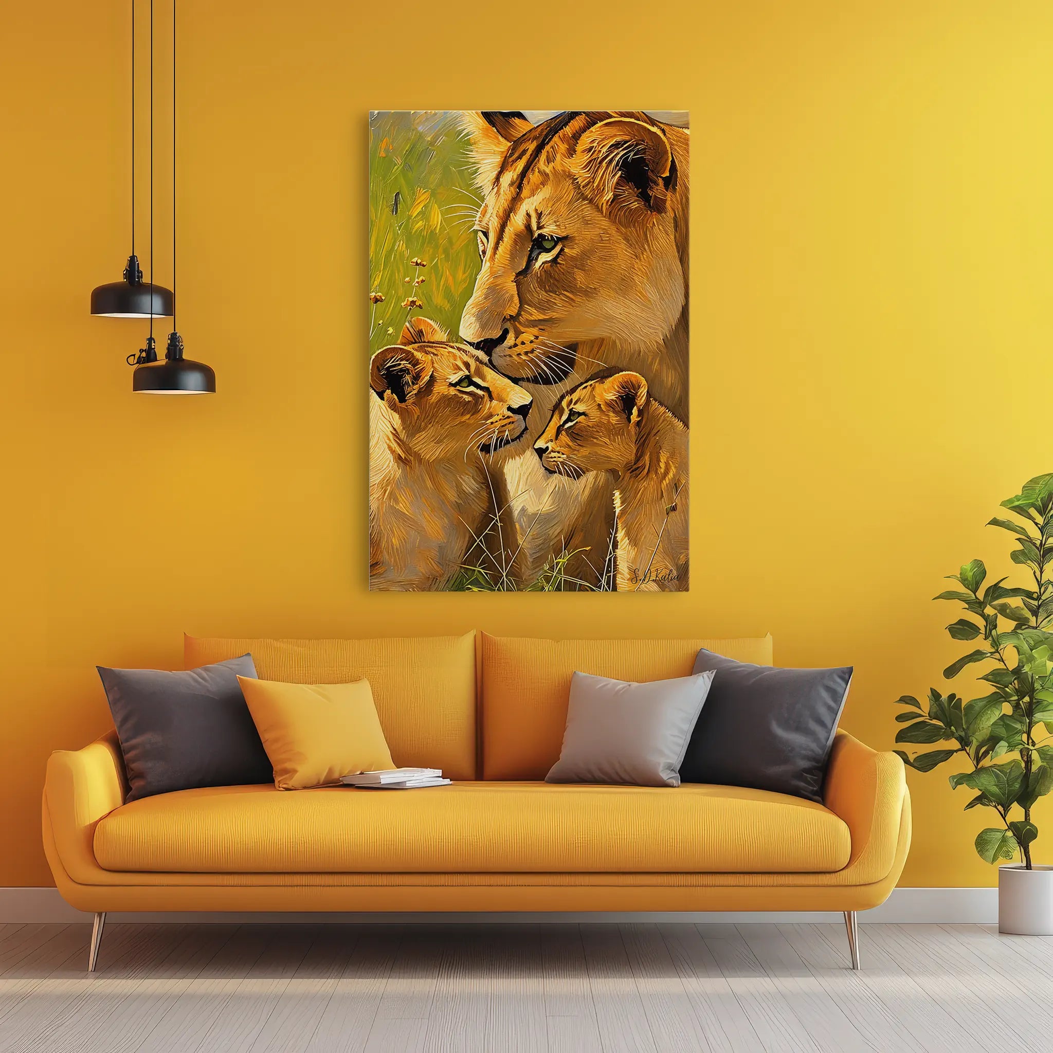 Tender Nuzzle Lioness and Cubs Giclée Print 231076 Visual Wall Art AR2:3V Giclée Print