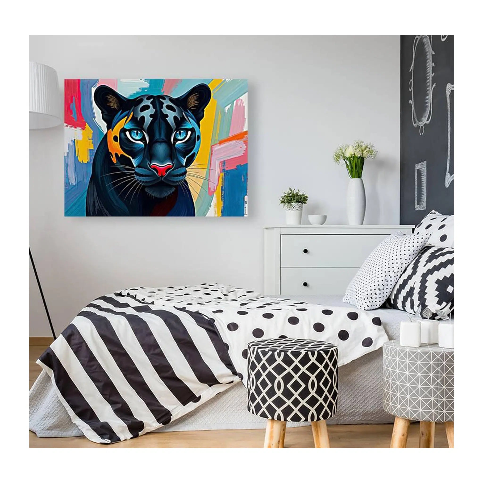 The Black Leopard Face Giclée Print 43100 Visual Wall Art