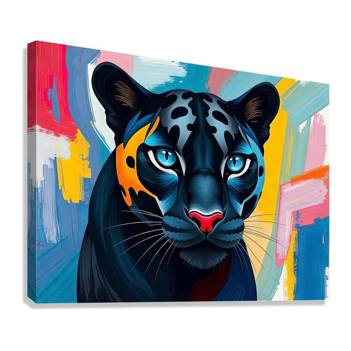 The Black Leopard Face Giclée Print 43100 Giclée Stretched Canvas Print Visual Wall Art