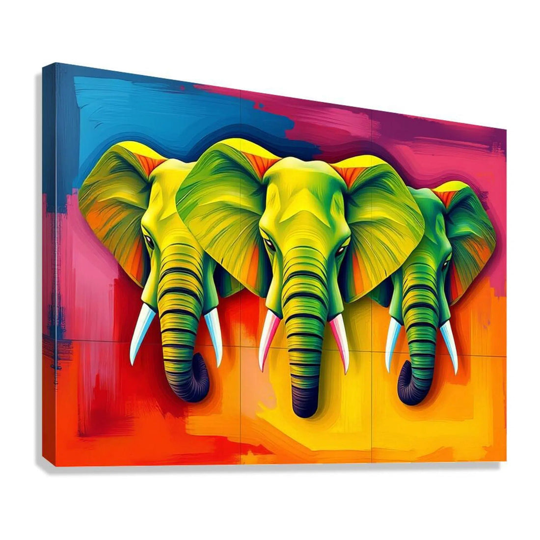 The Green Elephants Giclée Print 43105 Giclée Stretched Canvas Print Visual Wall Art