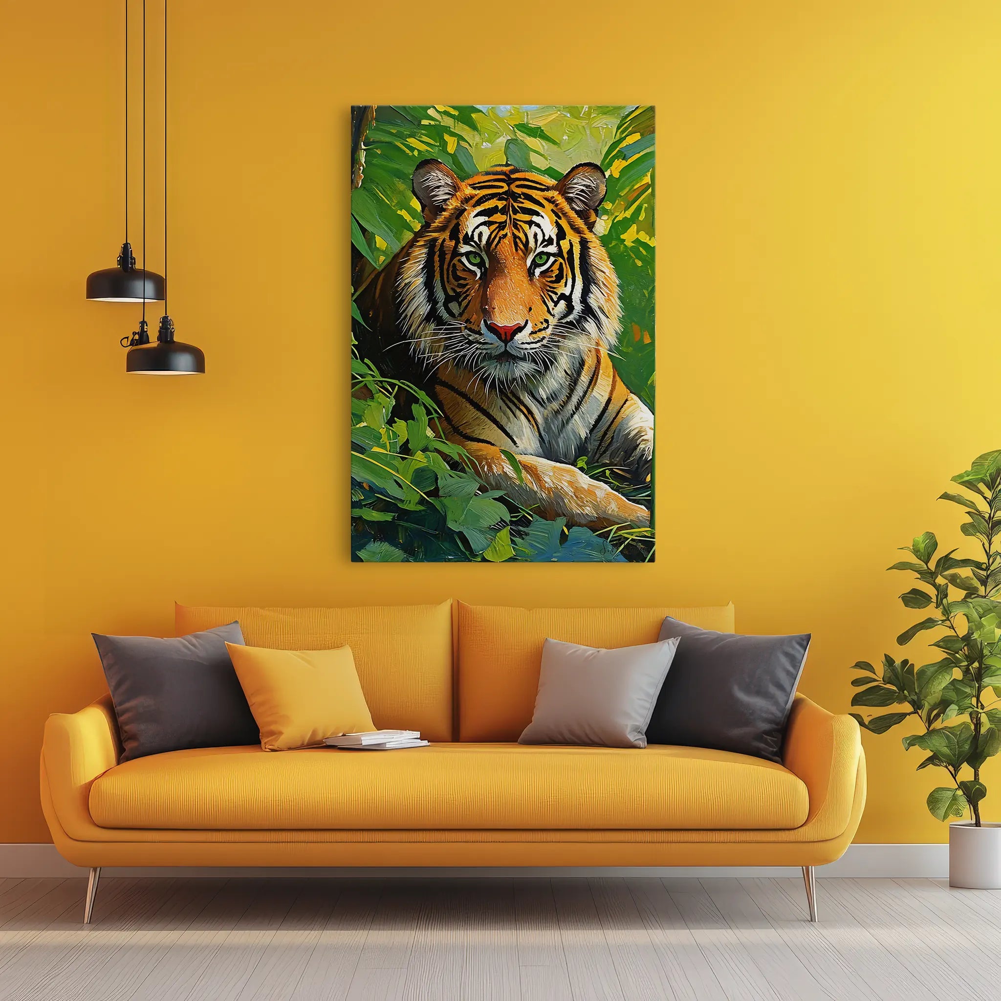 Tiger Among Green Leaves Giclée Print 231059 Visual Wall Art AR2:3V Giclée Print