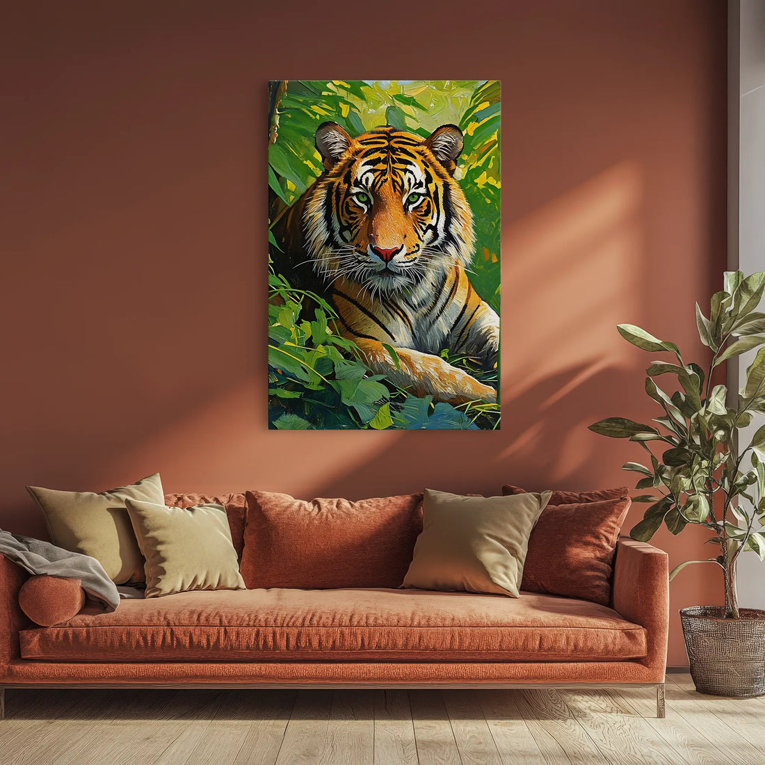 Tiger Among Green Leaves Giclée Print 231059 Visual Wall Art AR2:3V Giclée Print