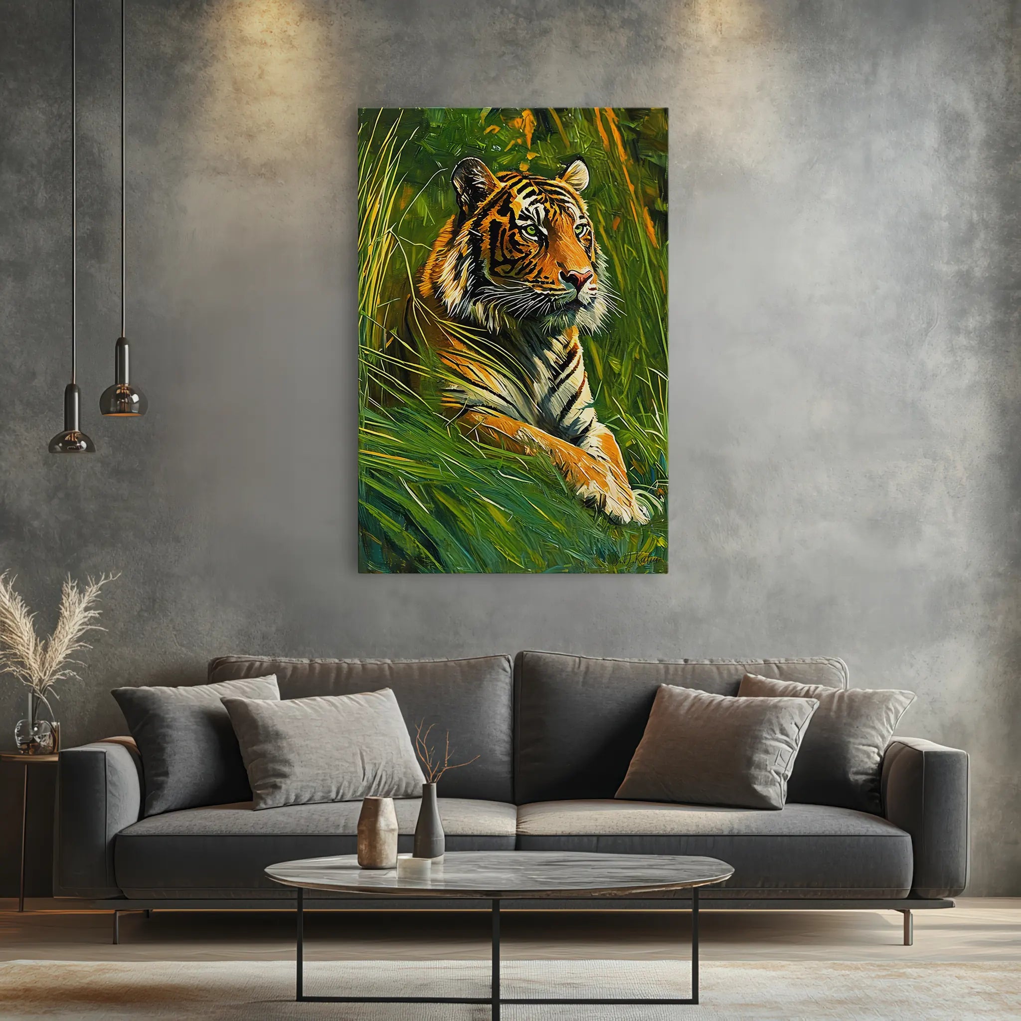 Tiger Resting in Sunlit Grass Giclée Print 231062 Visual Wall Art AR2:3V Giclée Print