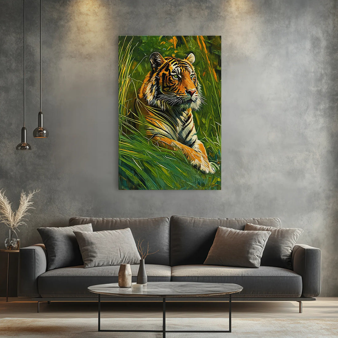 Tiger Resting in Sunlit Grass Giclée Print 231062 Visual Wall Art AR2:3V Giclée Print