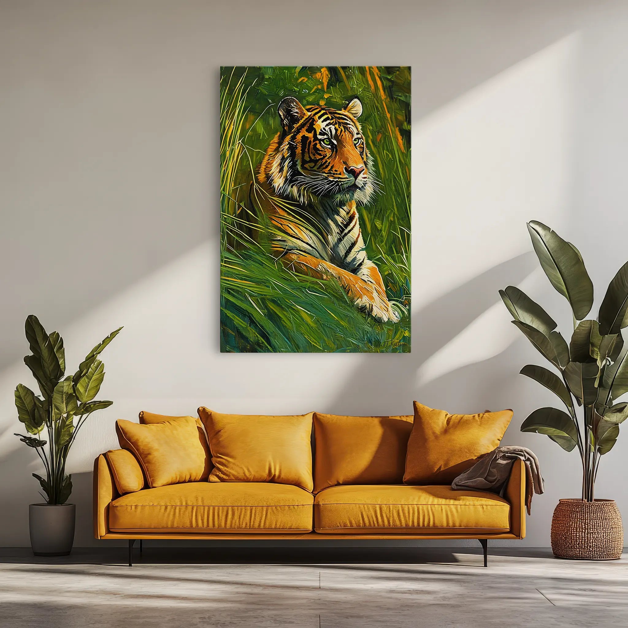 Tiger Resting in Sunlit Grass Giclée Print 231062 Visual Wall Art AR2:3V Giclée Print