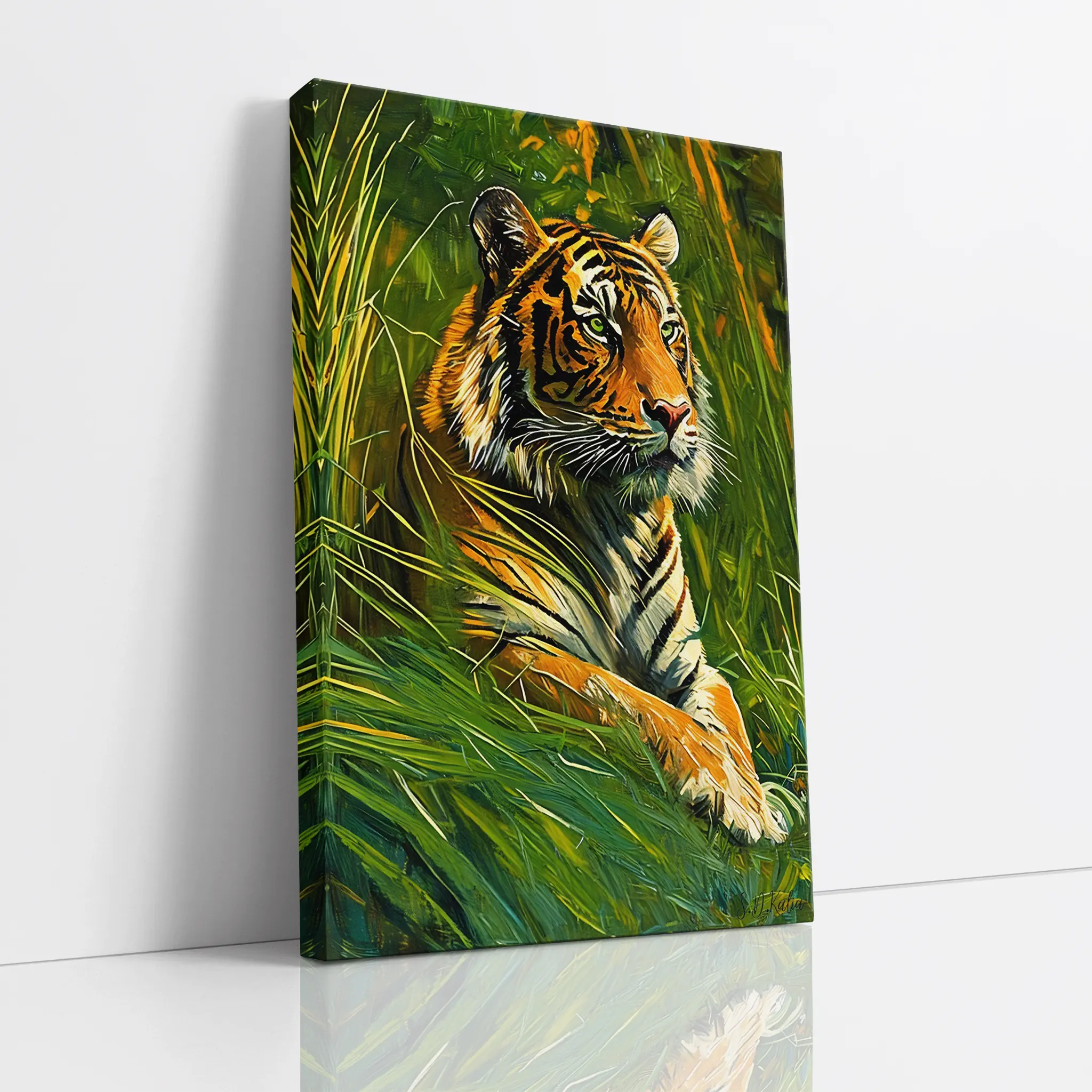 Tiger Resting in Sunlit Grass Giclée Print 231062 Visual Wall Art AR2:3V Giclée Print