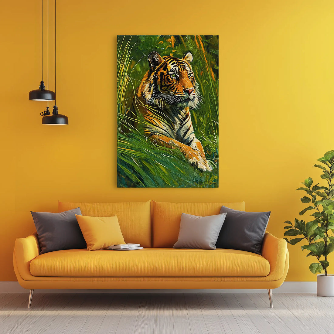 Tiger Resting in Sunlit Grass Giclée Print 231062 Visual Wall Art AR2:3V Giclée Print