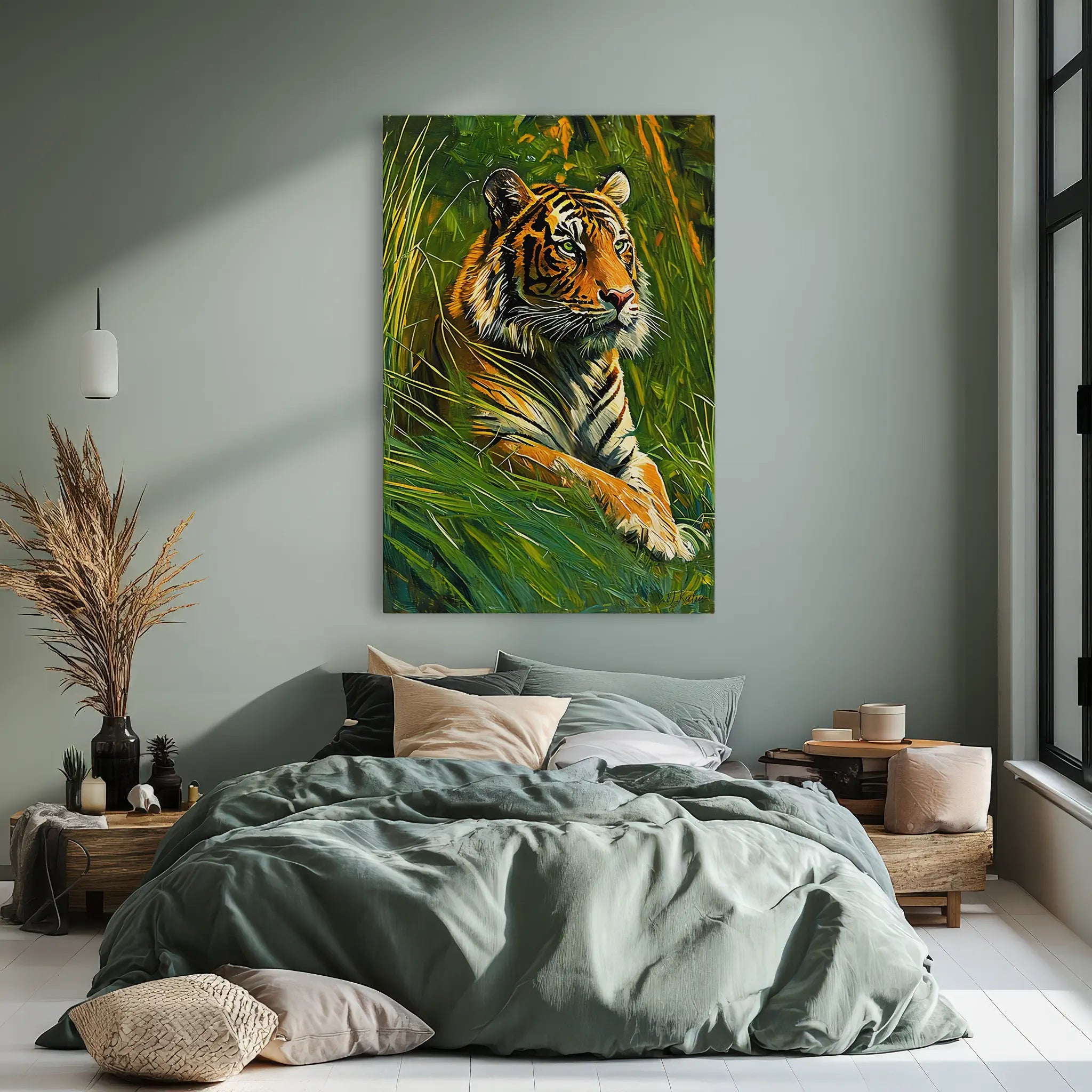 Tiger Resting in Sunlit Grass Giclée Print 231062 Visual Wall Art AR2:3V Giclée Print