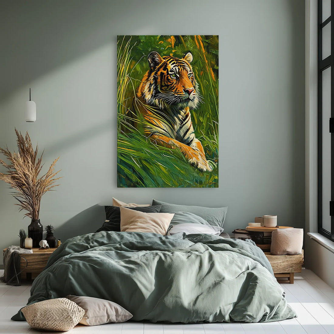 Tiger Resting in Sunlit Grass Giclée Print 231062 Visual Wall Art AR2:3V Giclée Print