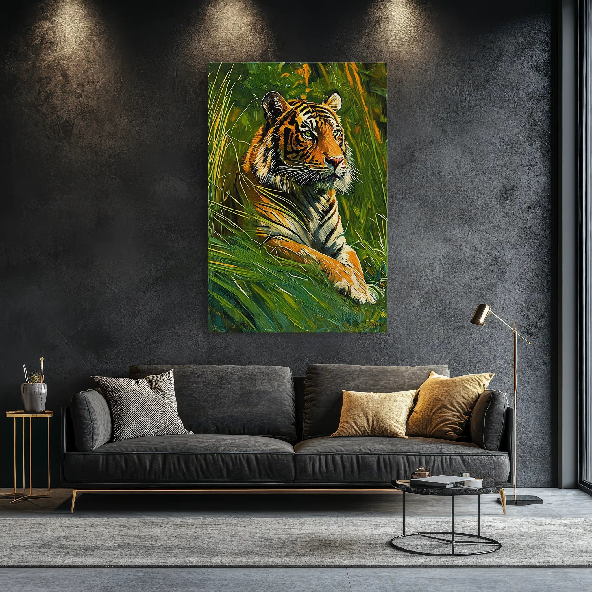 Tiger Resting in Sunlit Grass Giclée Print 231062 Visual Wall Art AR2:3V Giclée Print