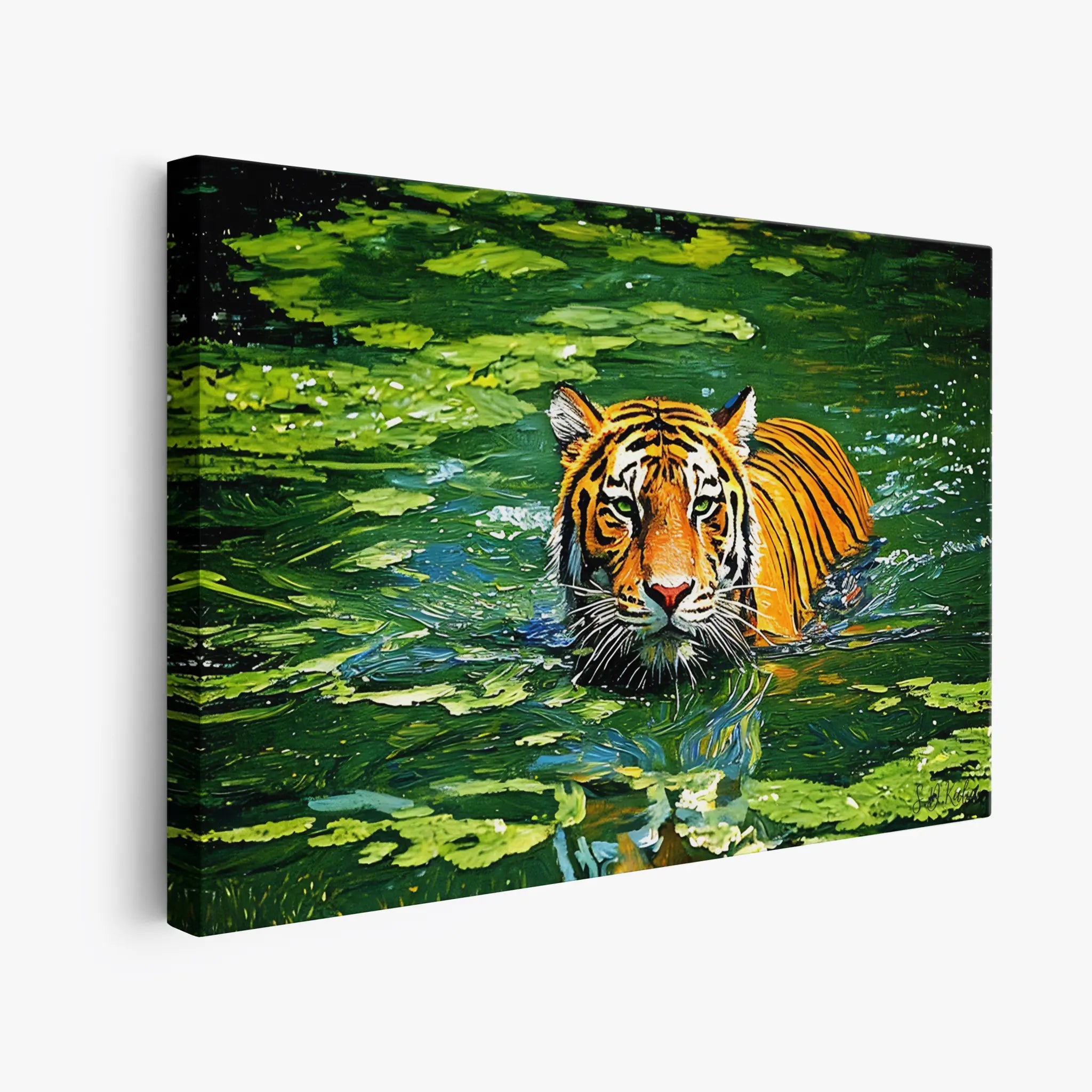 Tiger Swimming Through Lily Pads Giclée Print 321012 Visual Wall Art AR3:2H Giclée Print