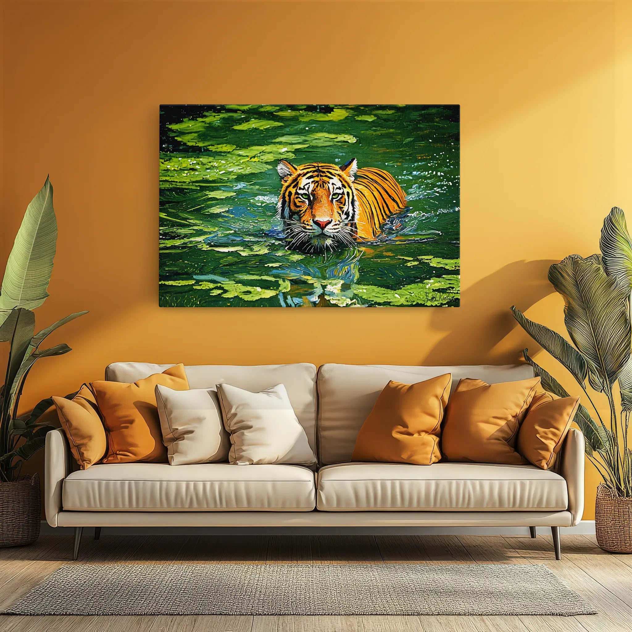 Tiger Swimming Through Lily Pads Giclée Print 321012 Visual Wall Art AR3:2H Giclée Print
