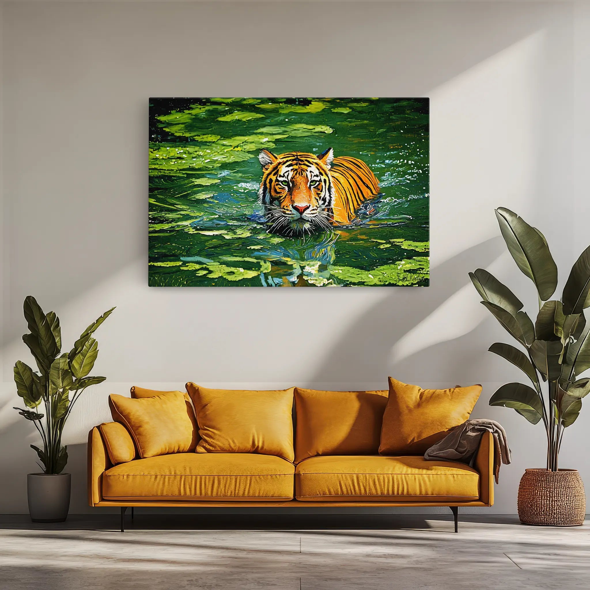 Tiger Swimming Through Lily Pads Giclée Print 321012 Visual Wall Art AR3:2H Giclée Print