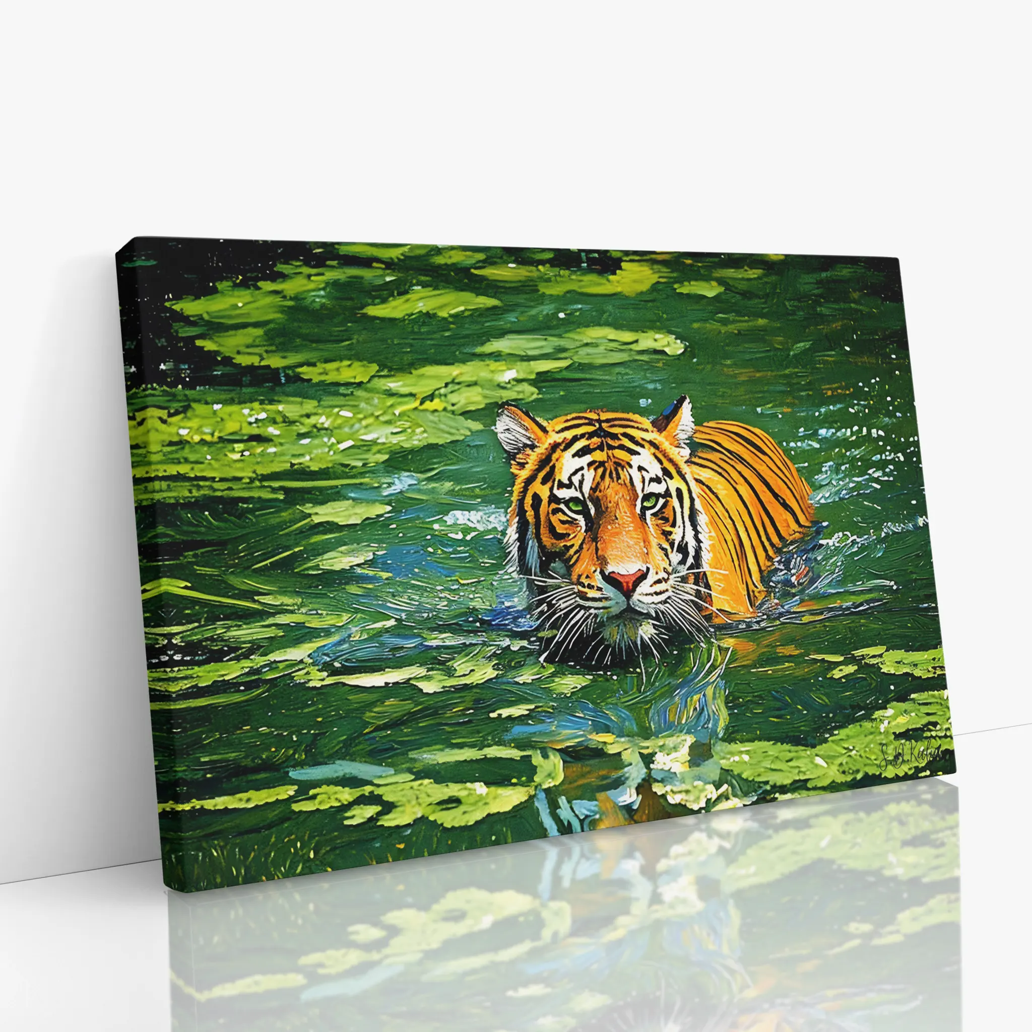 Tiger Swimming Through Lily Pads Giclée Print 321012 Visual Wall Art AR3:2H Giclée Print