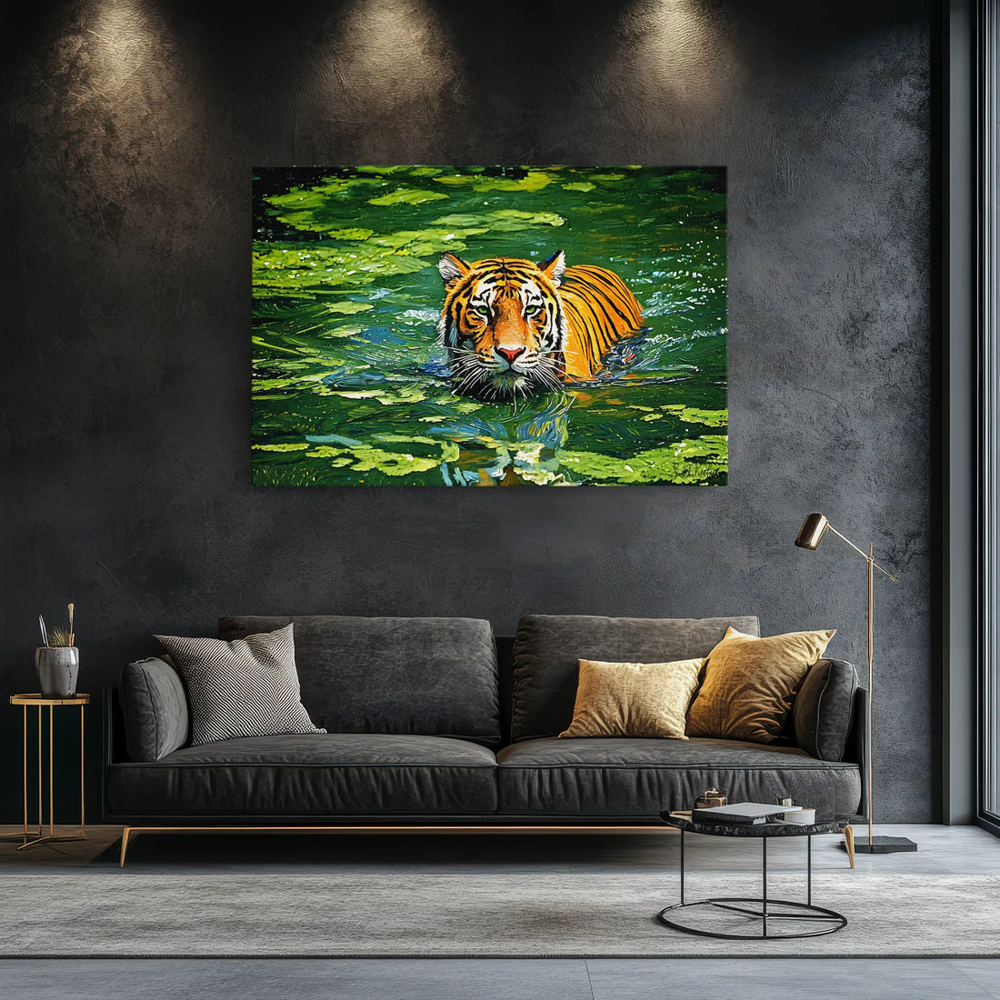 Tiger Swimming Through Lily Pads Giclée Print 321012 Visual Wall Art AR3:2H Giclée Print