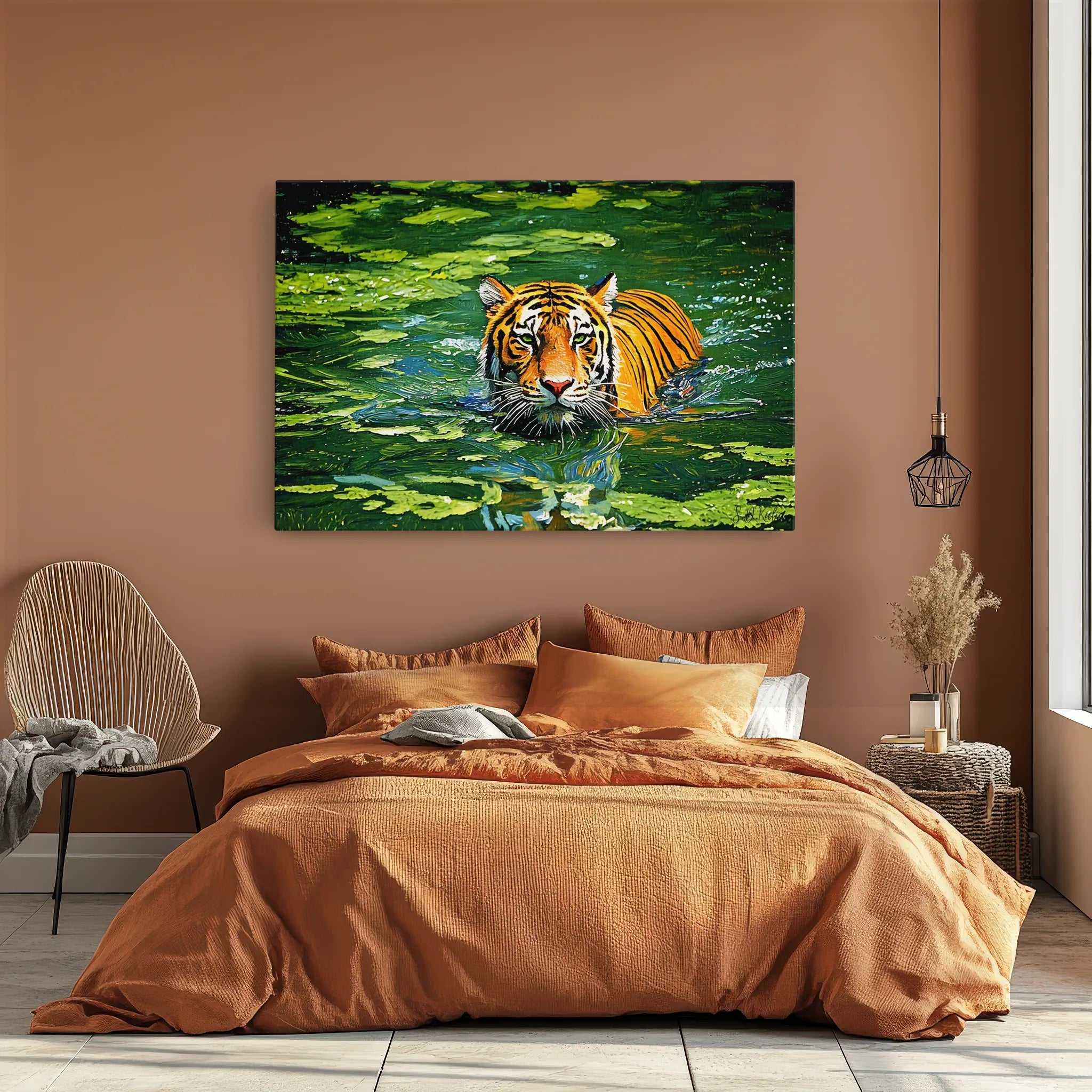 Tiger Swimming Through Lily Pads Giclée Print 321012 Visual Wall Art AR3:2H Giclée Print