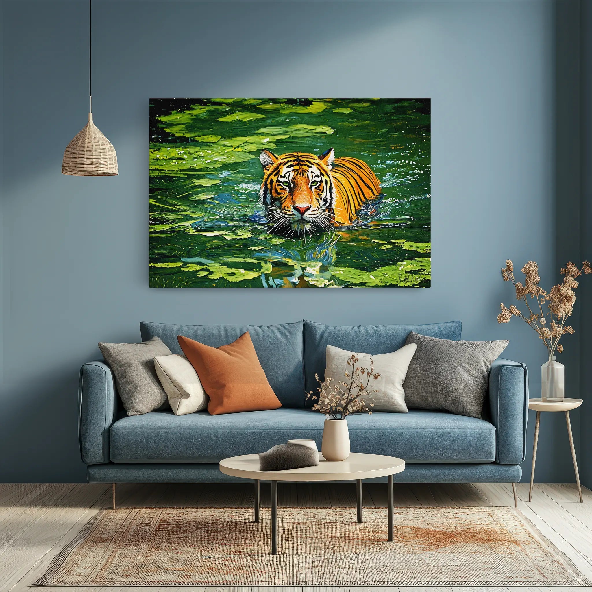 Tiger Swimming Through Lily Pads Giclée Print 321012 Visual Wall Art AR3:2H Giclée Print