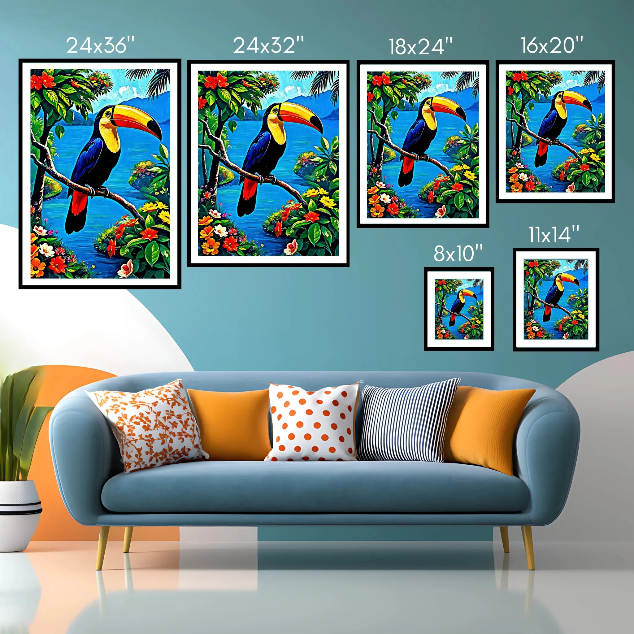 Toucan Ramphastos Sulfura-Framed Paper Print-452229 Visual Wall Art Framed Print
