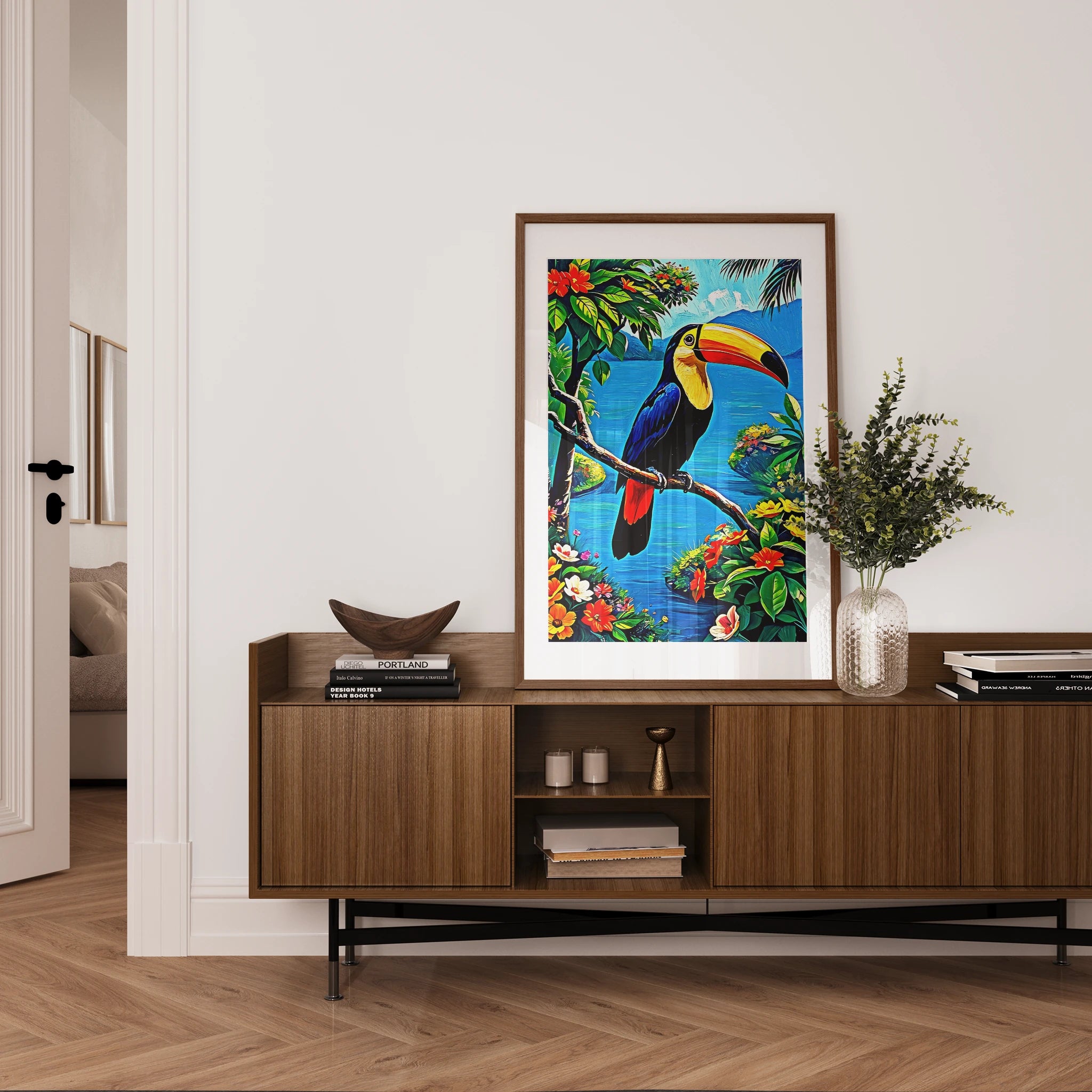 Toucan Ramphastos Sulfura-Framed Paper Print-452229 Visual Wall Art Framed Print