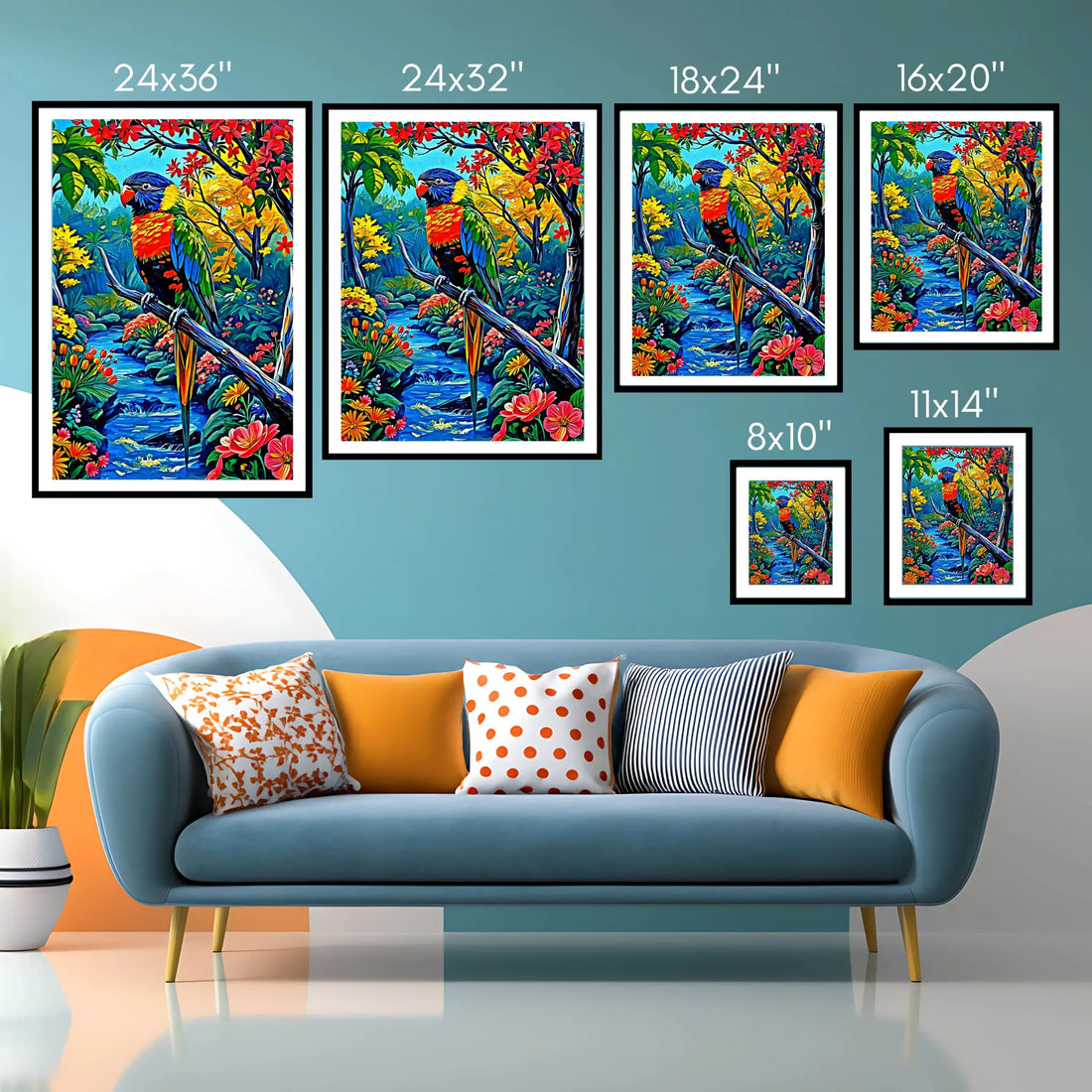 Trichoglossus Moluccanus-Rainbow Lorikeet-Framed Paper Print-452261 Visual Wall Art Framed Print