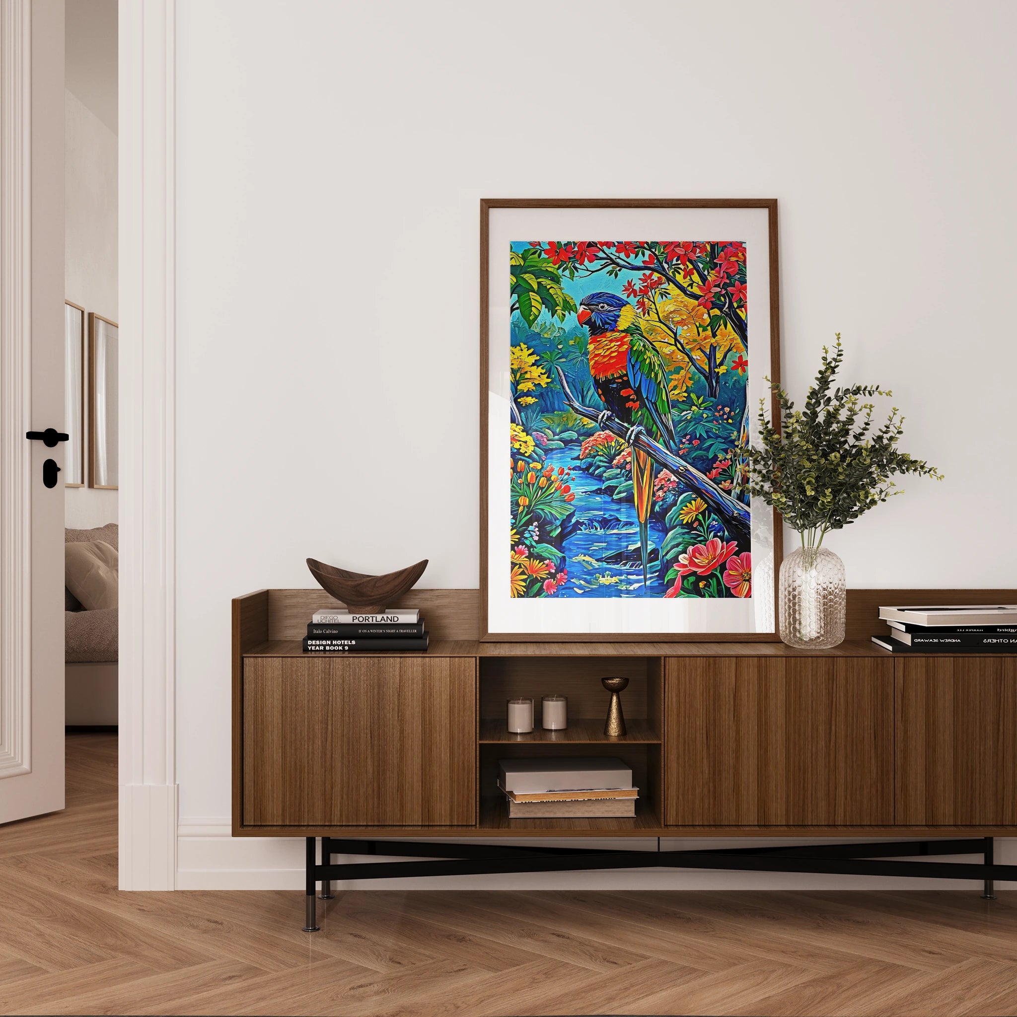 Trichoglossus Moluccanus-Rainbow Lorikeet-Framed Paper Print-452261 Visual Wall Art Framed Print