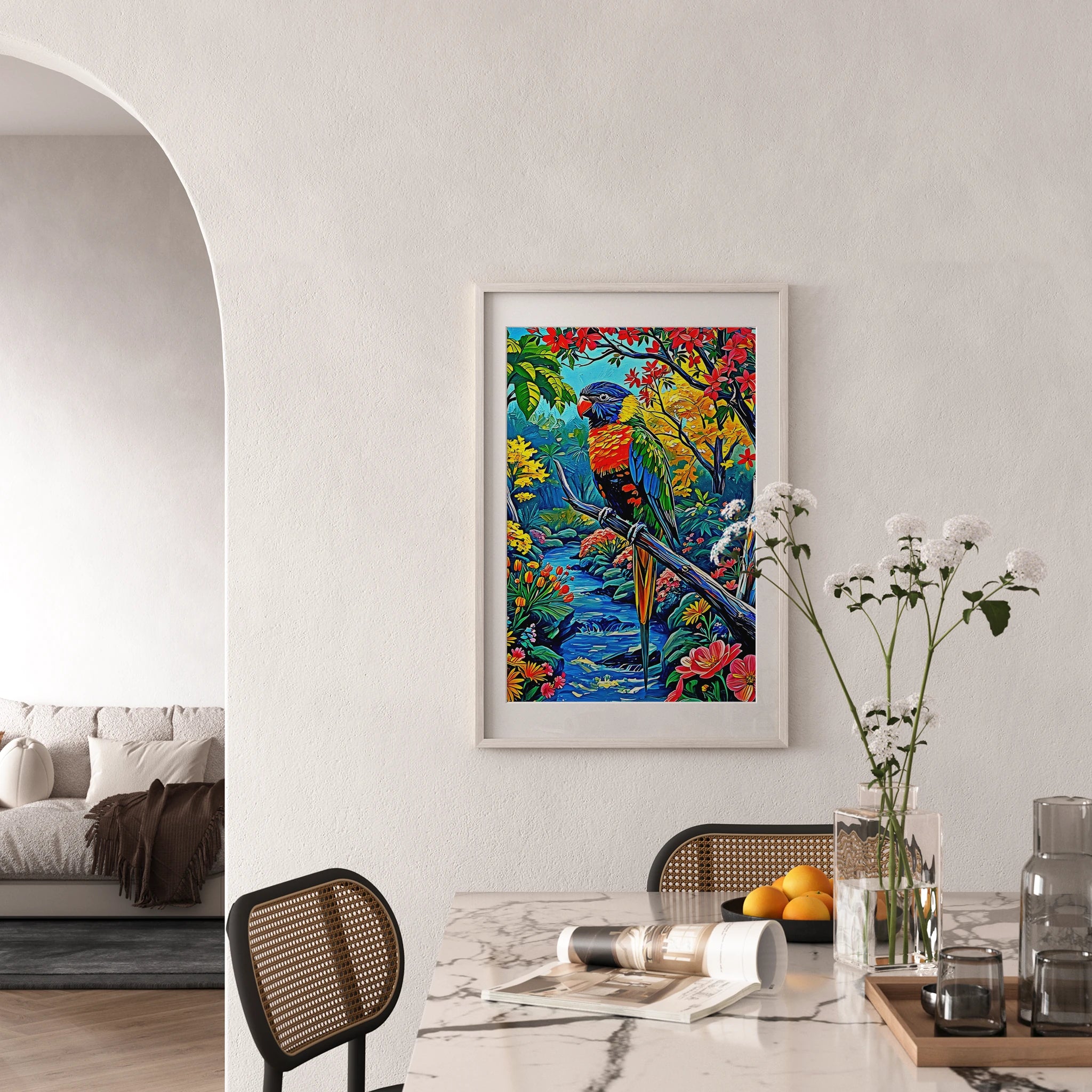 Trichoglossus Moluccanus-Rainbow Lorikeet-Framed Paper Print-452261 Visual Wall Art Framed Print